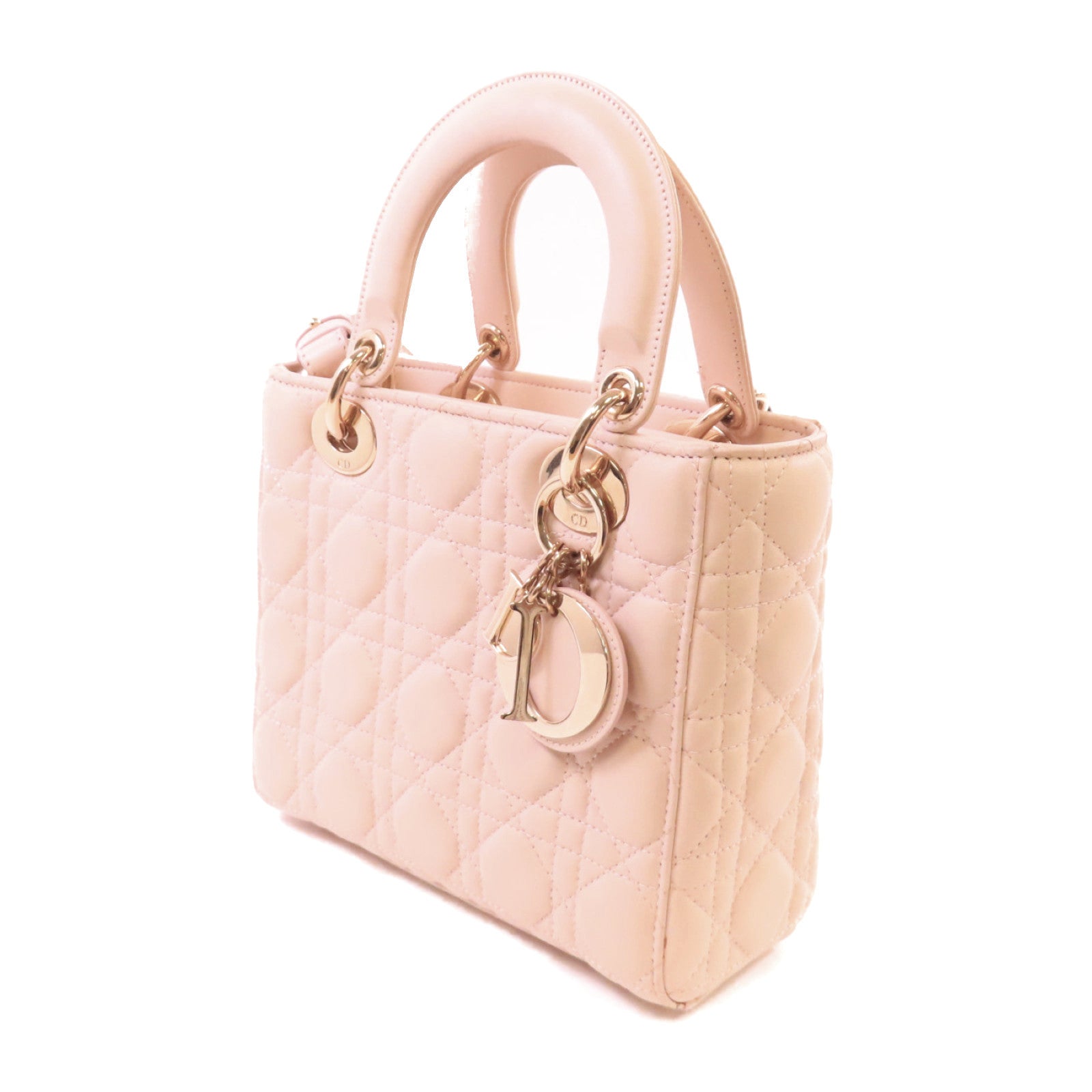 Dior 羊皮皮革Lady Dior Way Shoulder Bag金扣手挽肩背兩用袋裸色