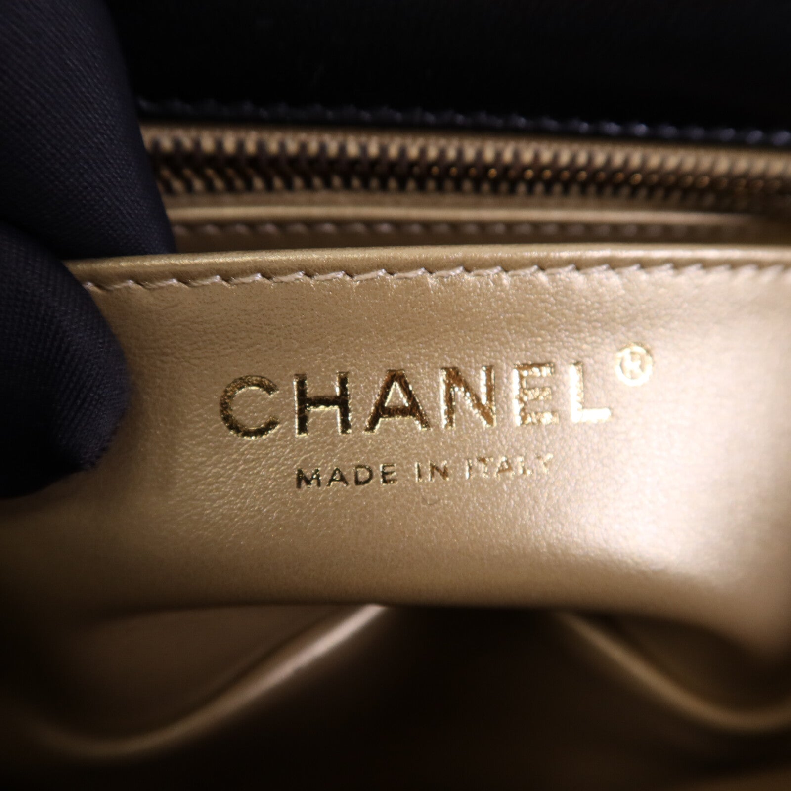 CHANEL 羊皮皮革Gold Ball金扣鏈帶手挽袋