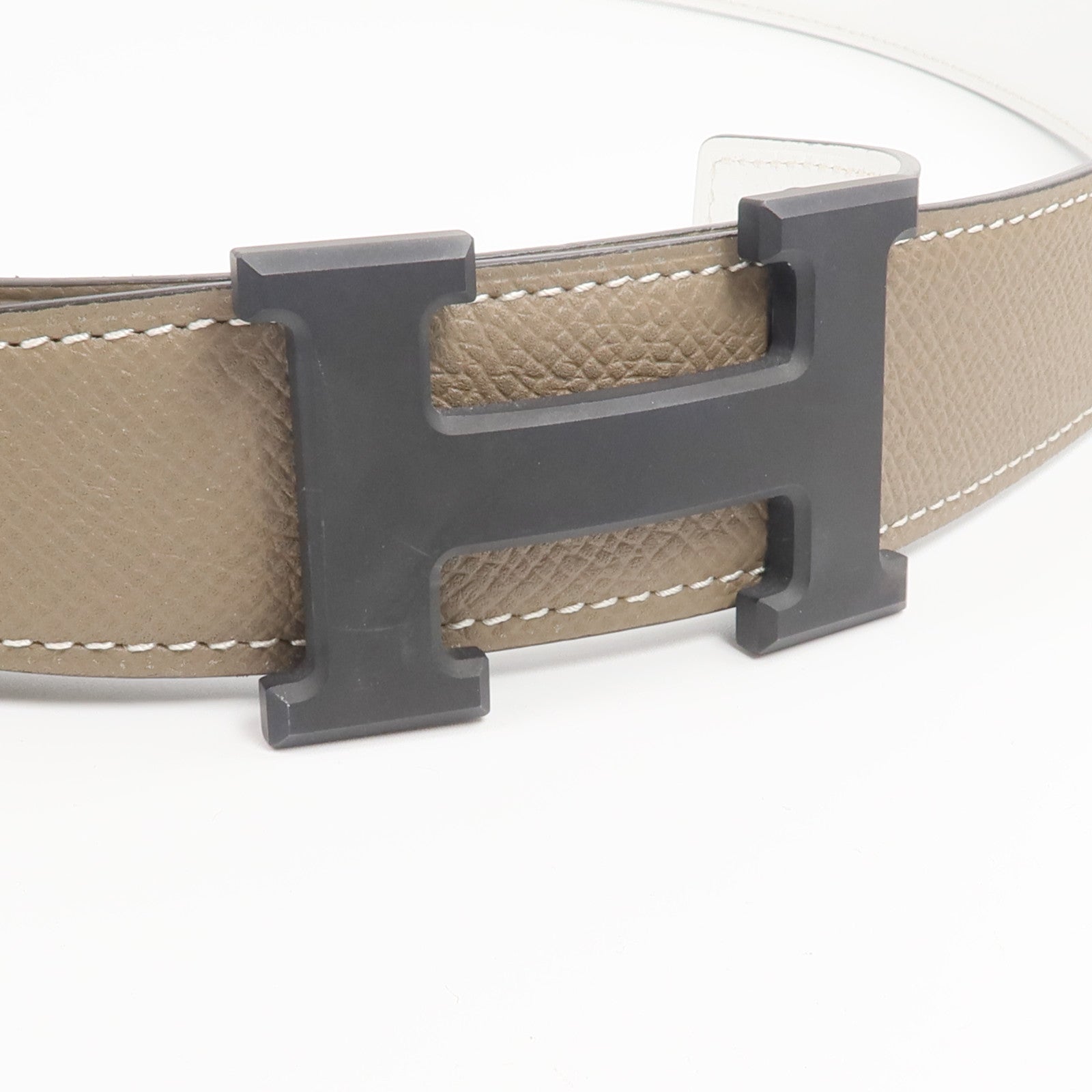HERMES H Belt 90cm皮帶Etoupe/Blanc