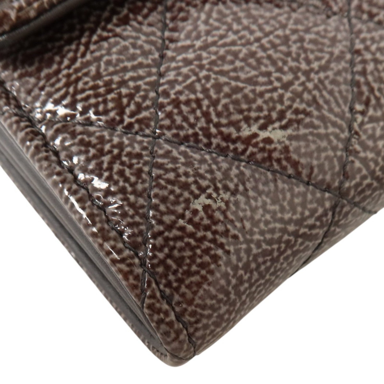 CHANEL 漆皮皮革Long Wallet銀扣長錢包