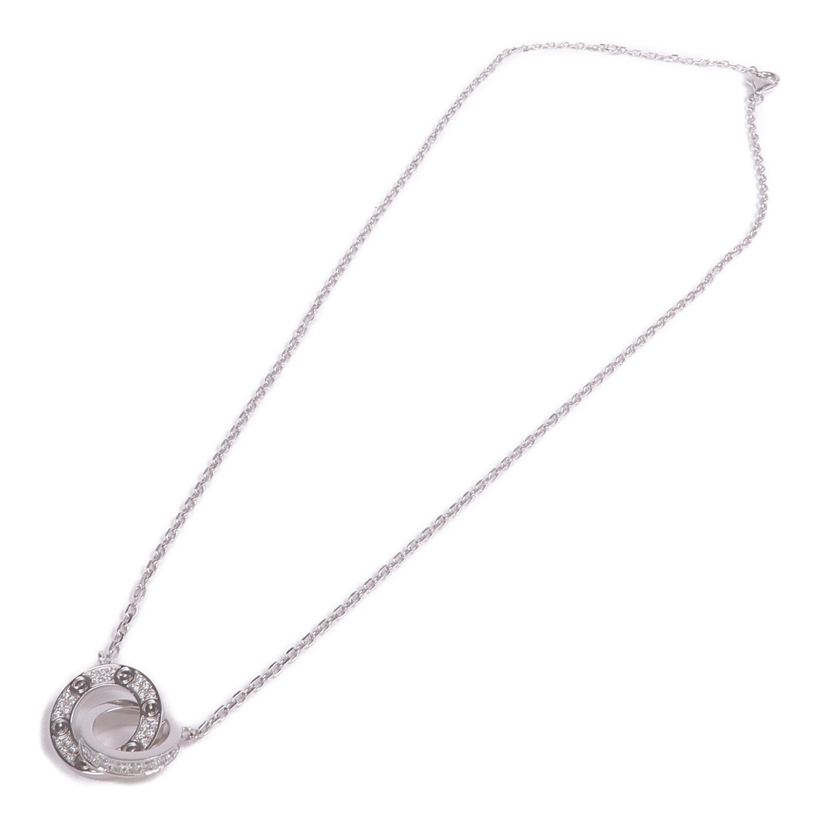 CARTIER 18K白金Love Necklace Paved Diamond項鍊