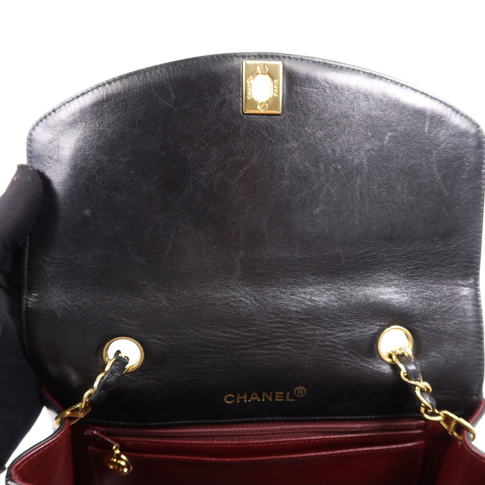 CHANEL 羊皮皮革Diana Chain Shoulder Bag金扣鏈帶肩背袋