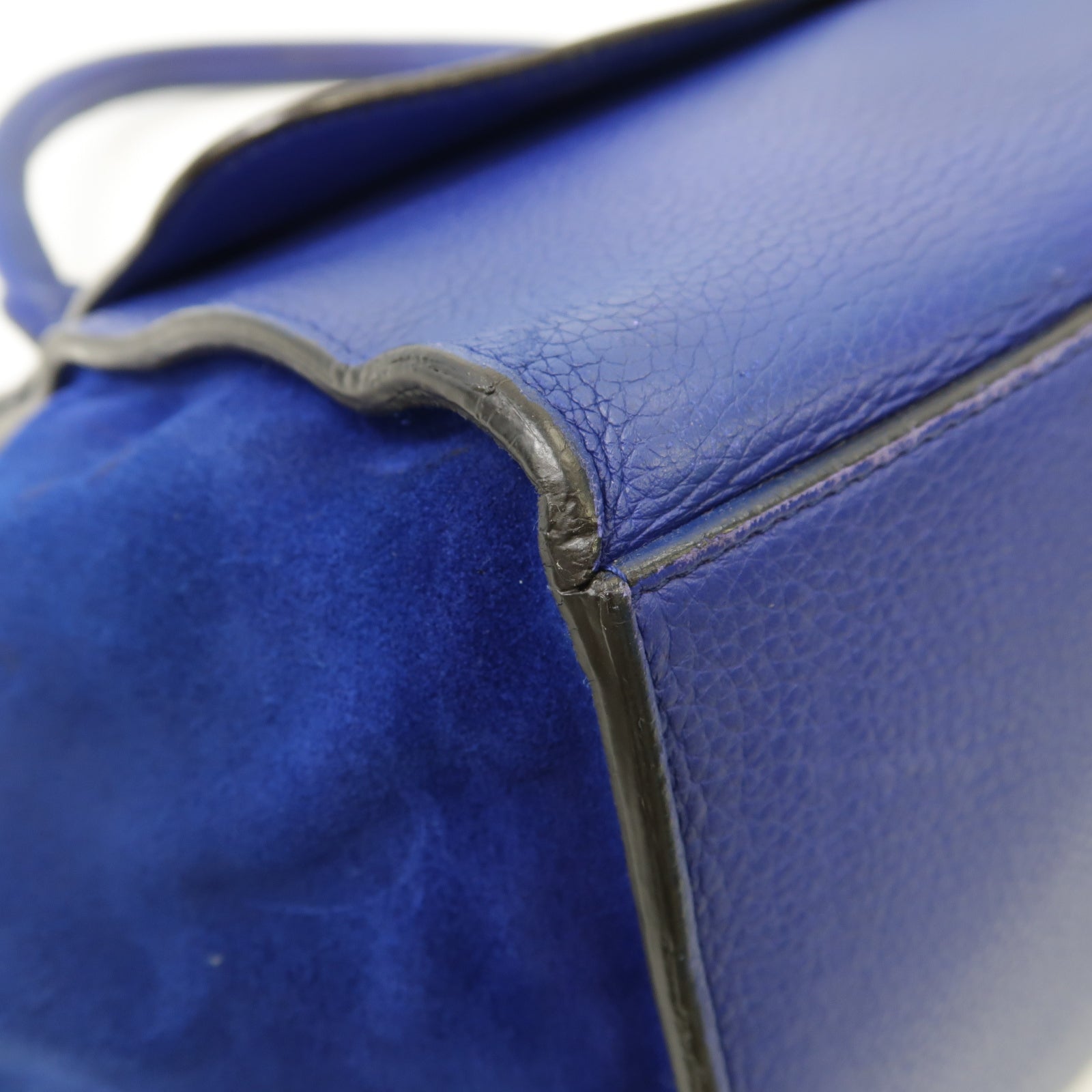 CELINE 【激減優惠】牛皮皮革Trapeze金扣手挽肩背兩用袋藍色