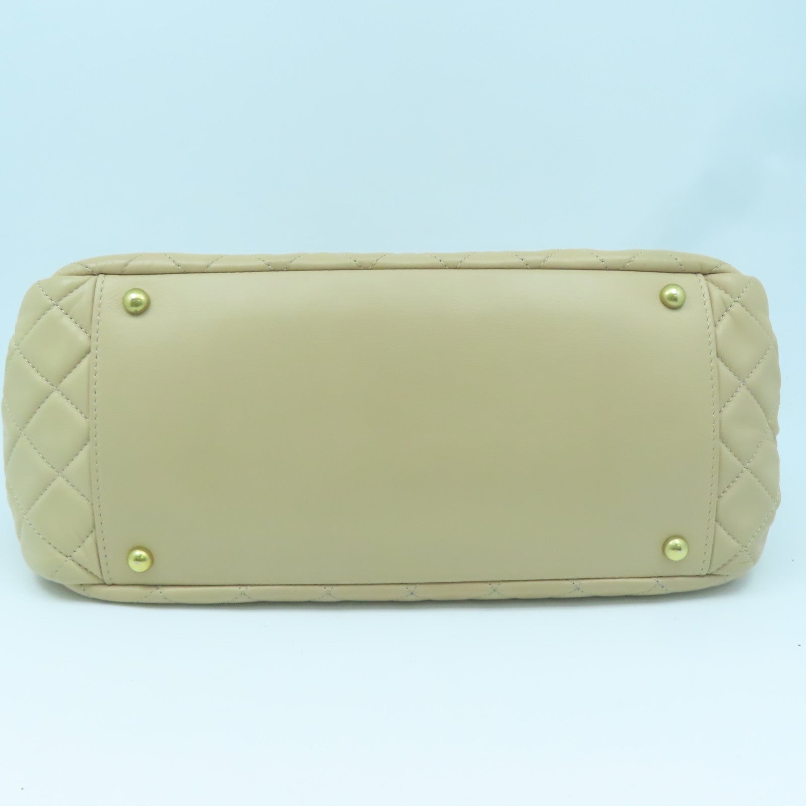 CHANEL 【清倉大減價】菱格羊皮皮革Chain Shoulder金扣鏈帶肩背袋杏色