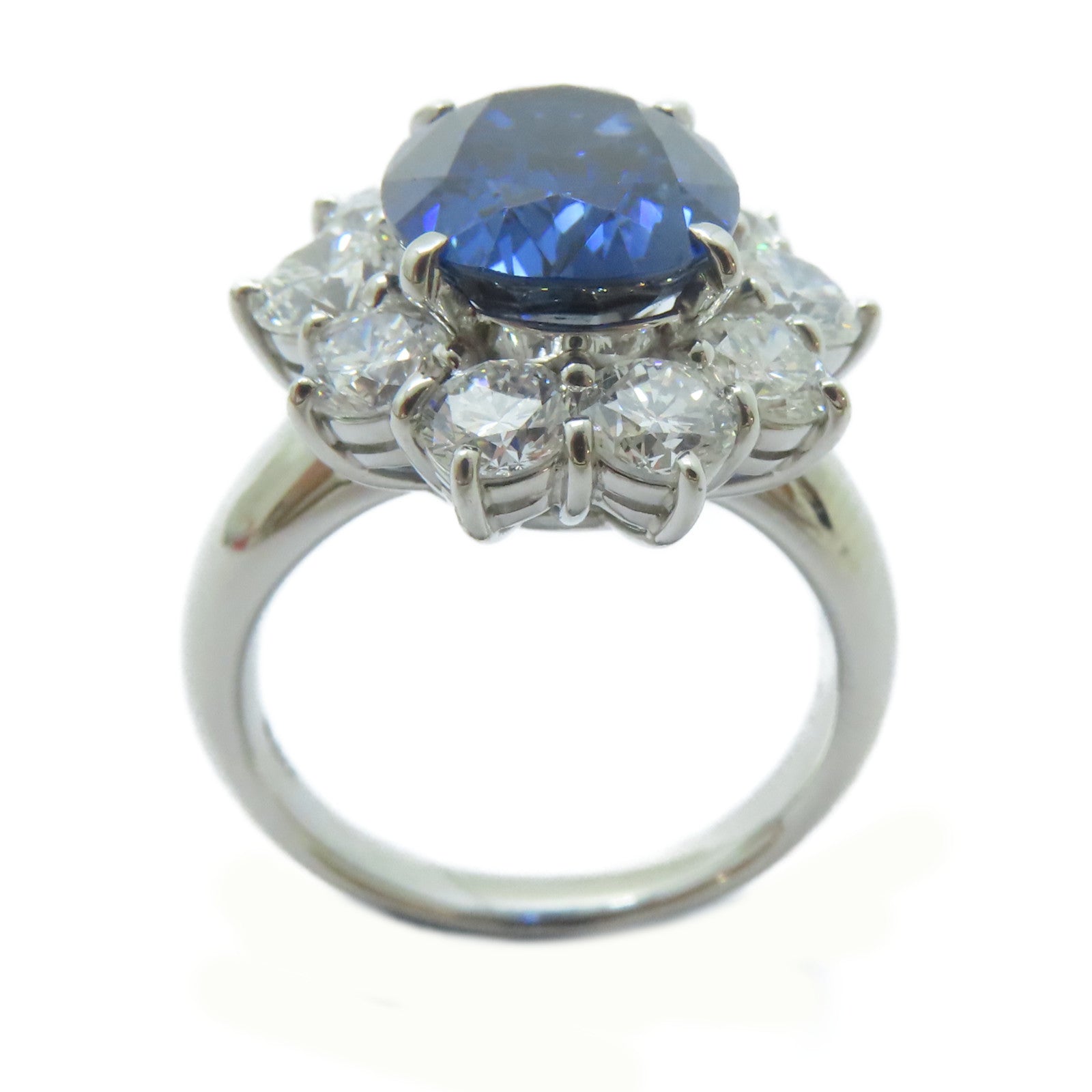 JEWELRY PT900鉑金Sapphire Ring 4.465ct藍寶石/2.22ct鑚石戒指US#5.75
