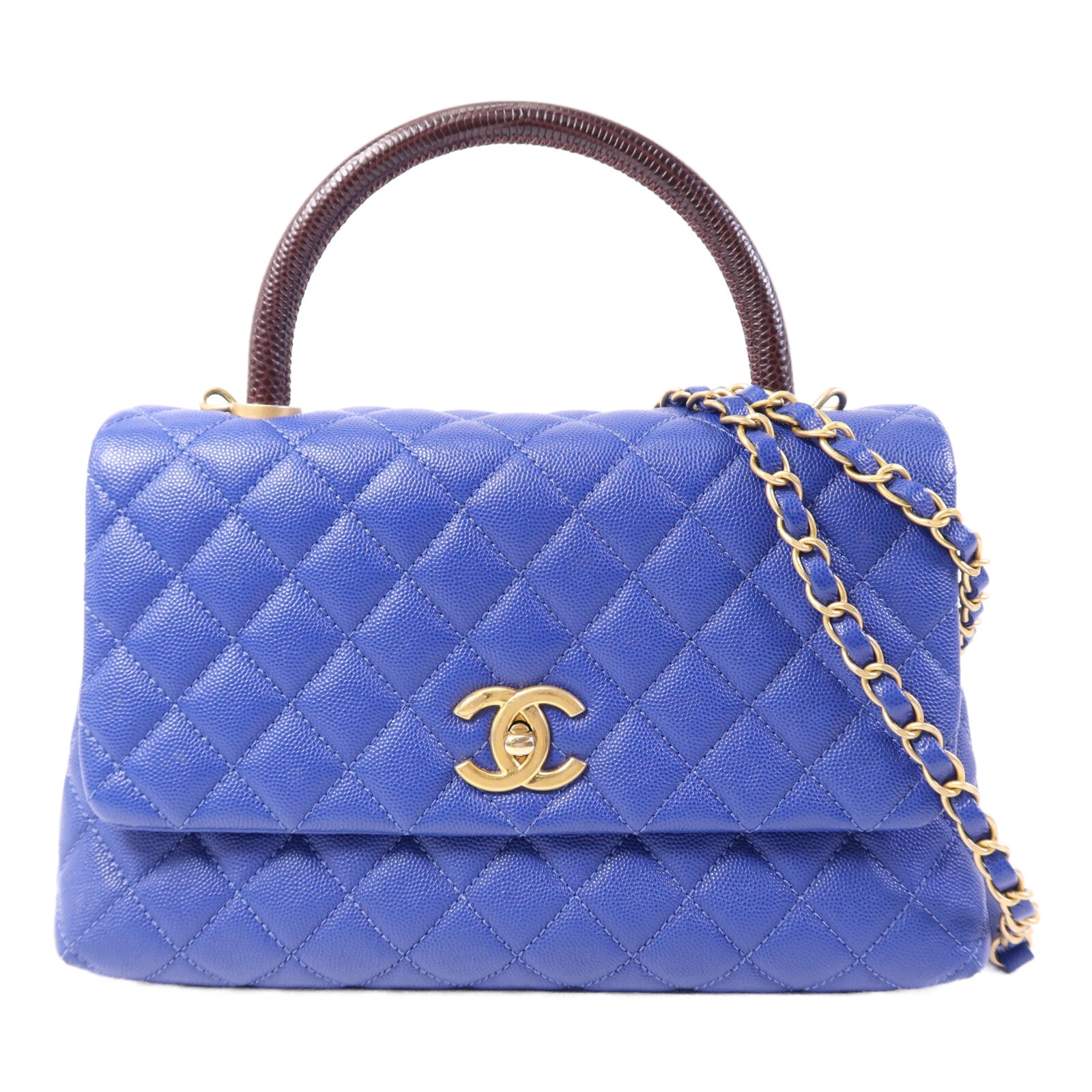 CHANEL 牛皮皮革CoCo Handle金扣鏈帶肩背袋