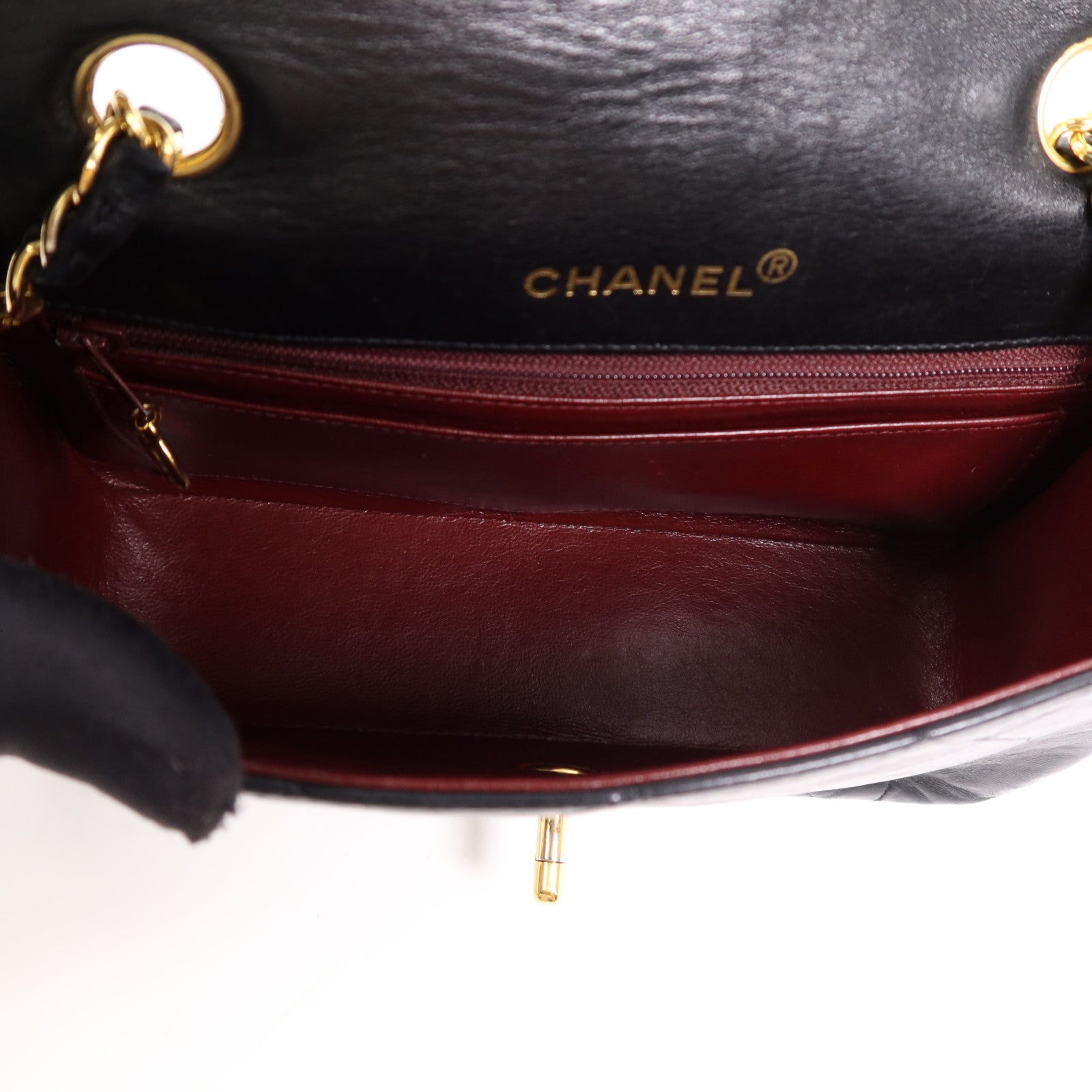 CHANEL 羊皮皮革Diana Chain Shoulder Bag金扣鏈帶肩背袋