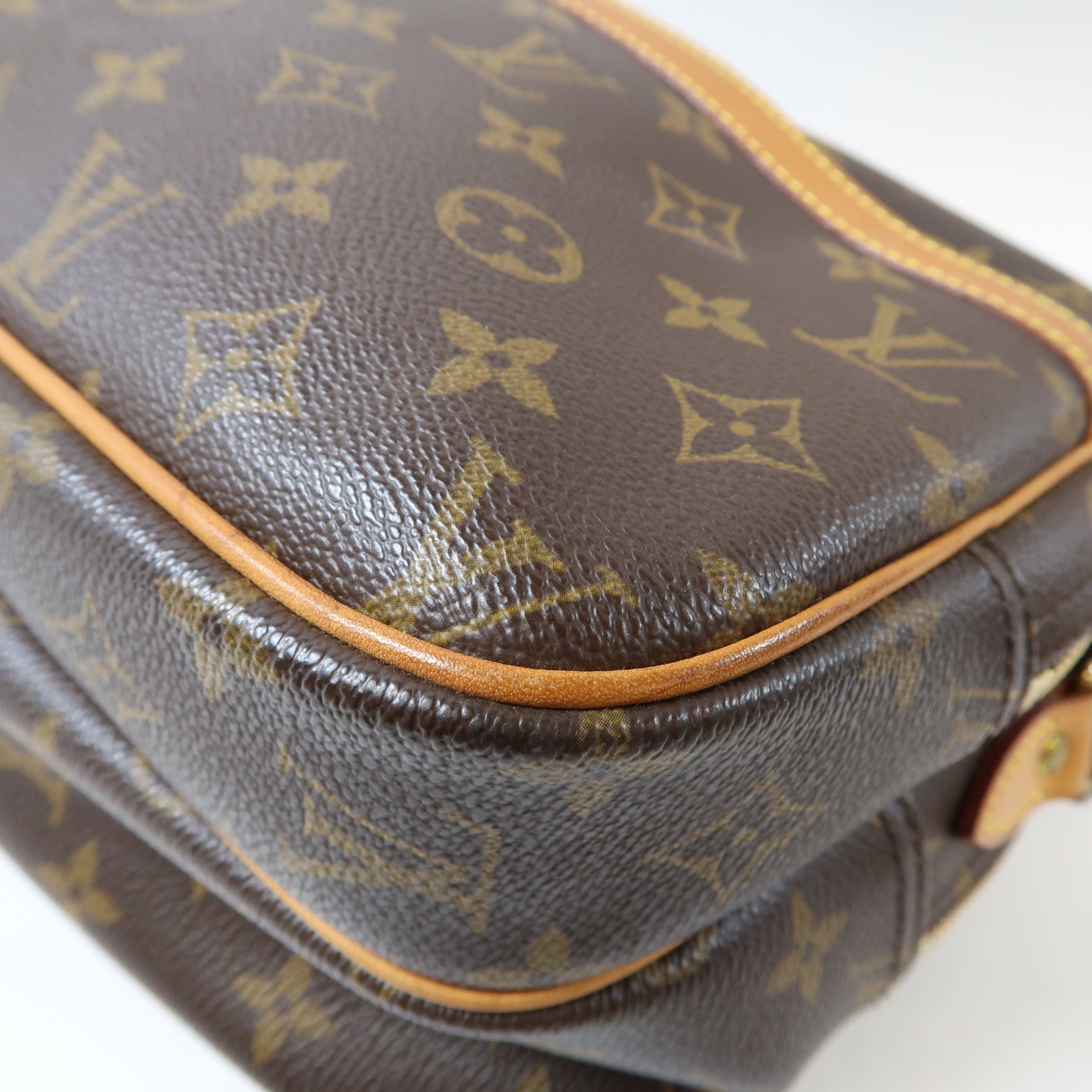 LOUIS VUITTON Monogram Reporter PM金扣肩背袋啡色