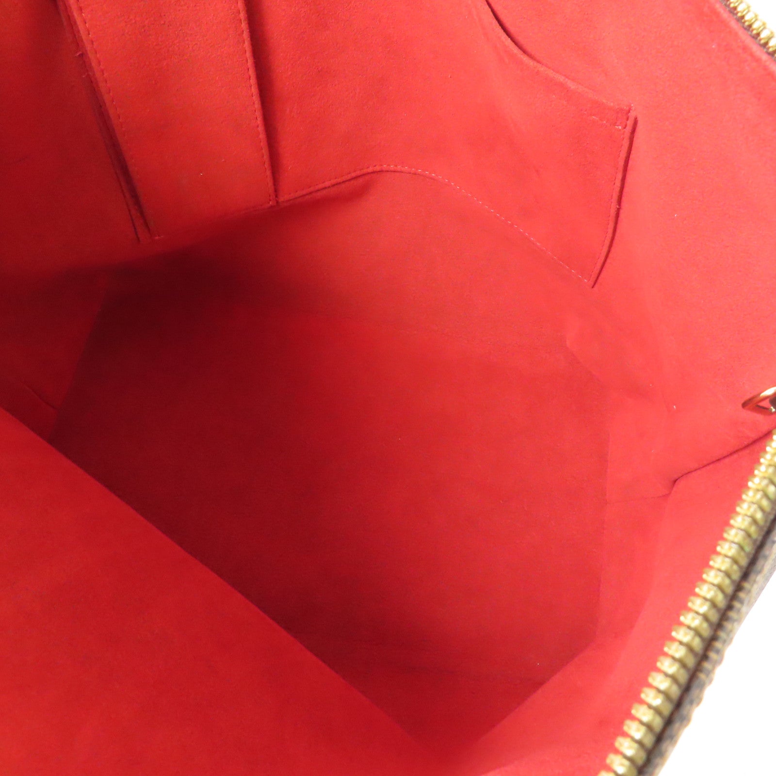 LOUIS VUITTON Damier Saleya MM金扣肩背袋/手挽袋棕色