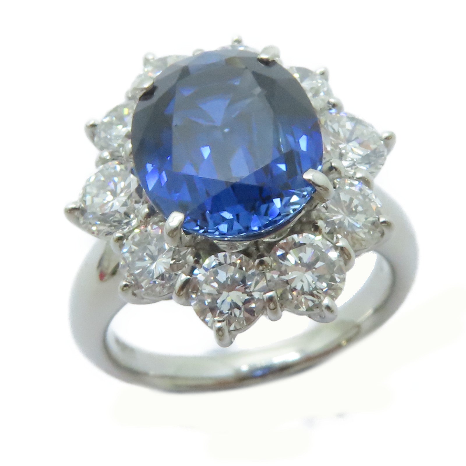 JEWELRY PT900鉑金Sapphire Ring 4.465ct藍寶石/2.22ct鑚石戒指US#5.75