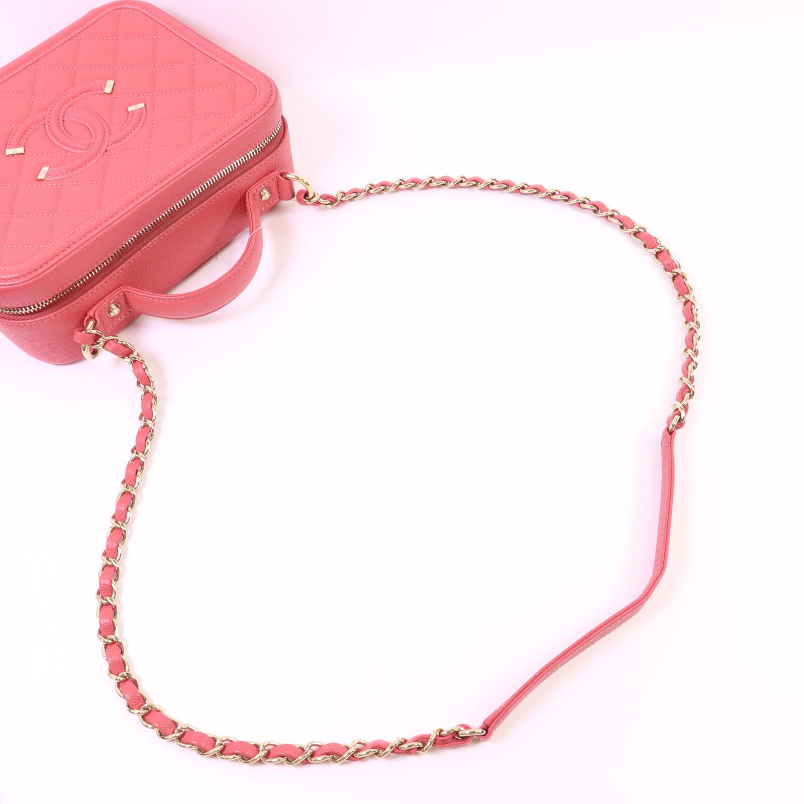 CHANEL 牛皮皮革Vanity Case金扣手挽肩背兩用袋