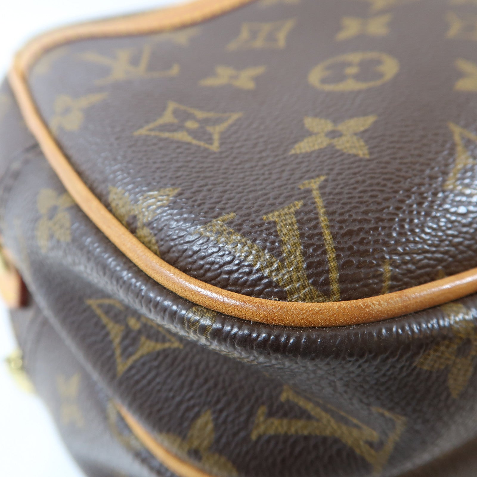 LOUIS VUITTON Monogram Reporter PM金扣肩背袋啡色