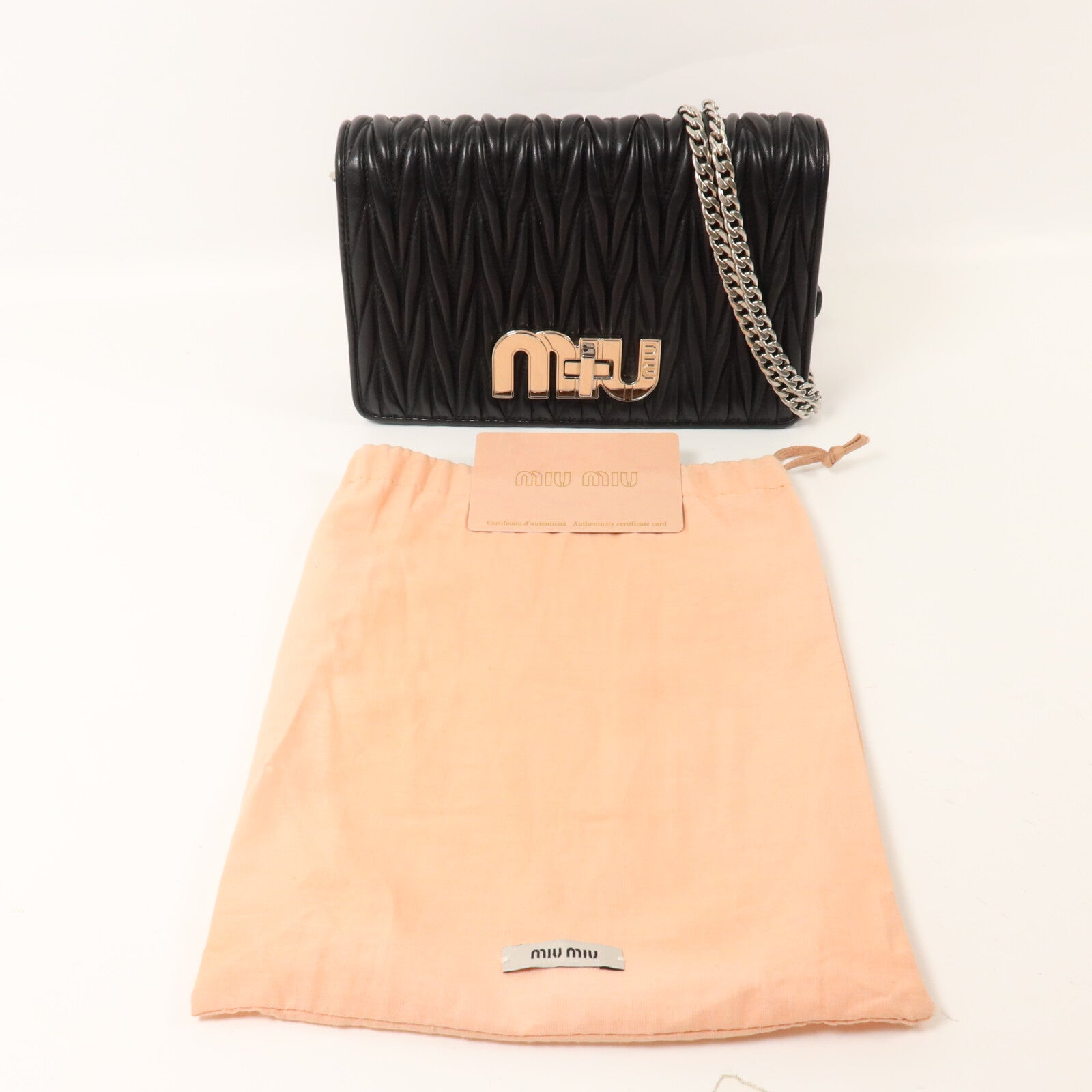 Miu Miu 牛皮皮革Chain Shoulder鏈帶肩背袋