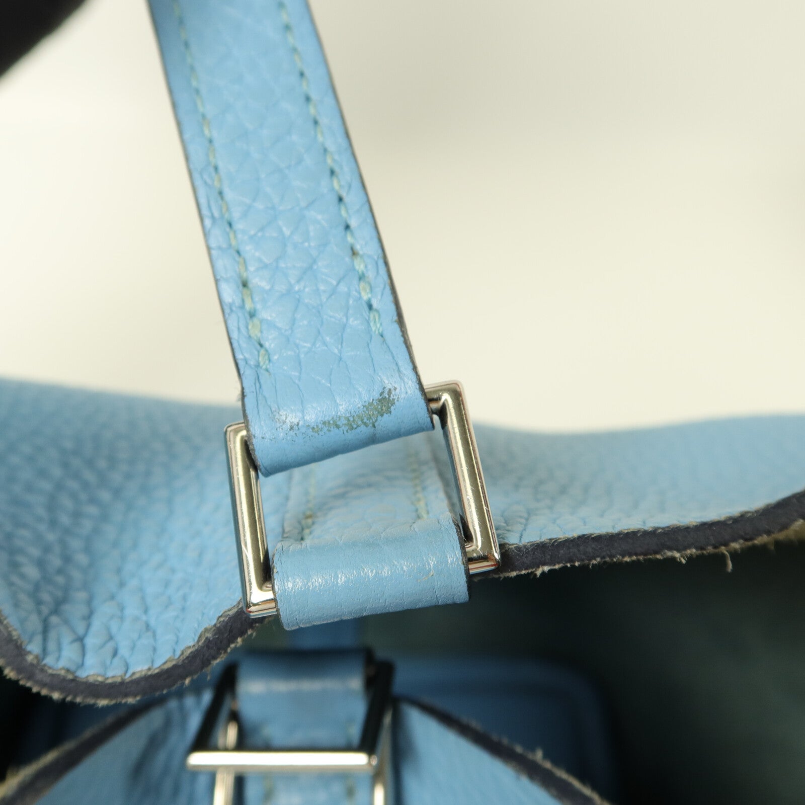 HERMES Clemence皮革Picotin PM手挽袋Bleu Du Nord