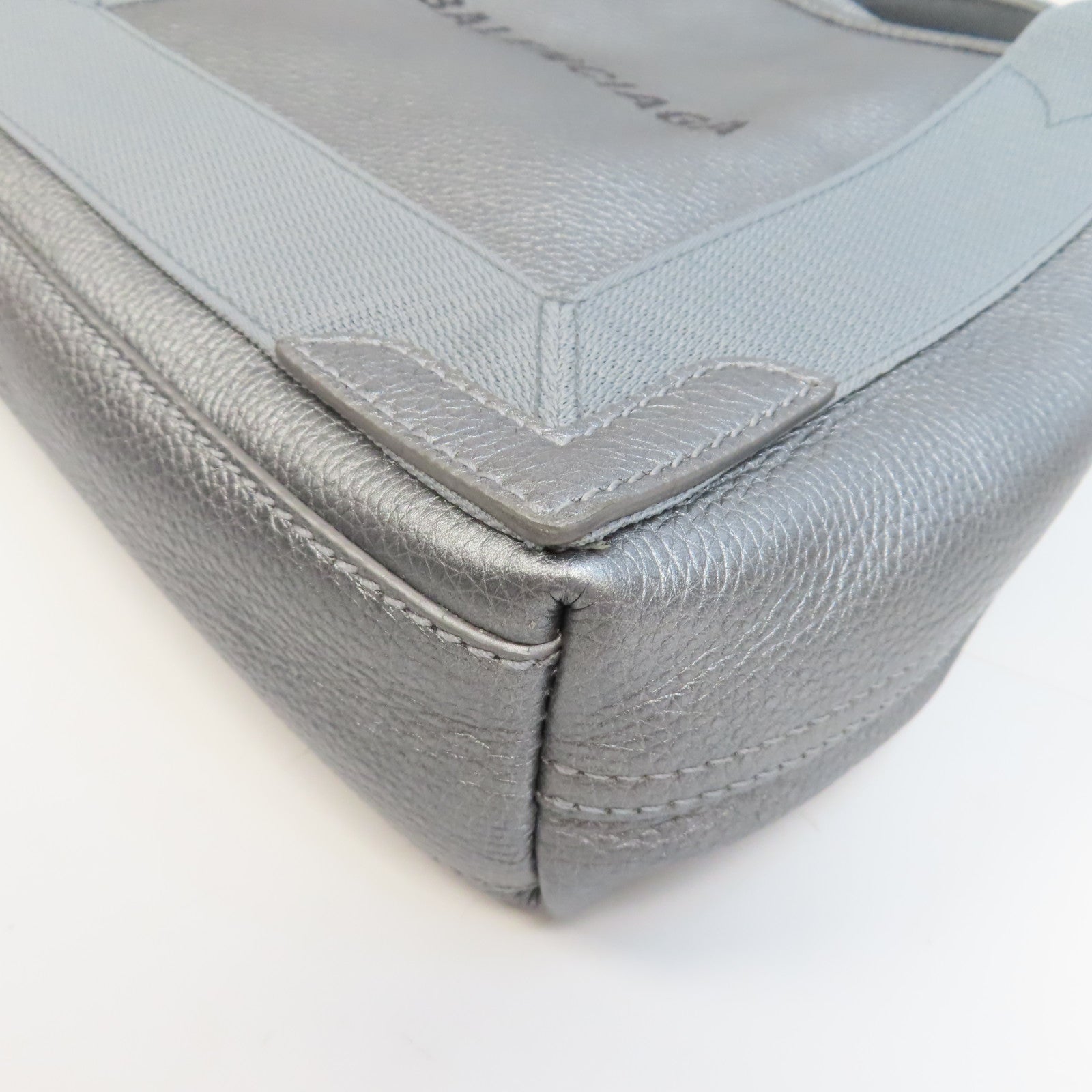 BALENCIAGA 牛皮皮革Cabas XS Bag手挽肩背兩用袋銀色