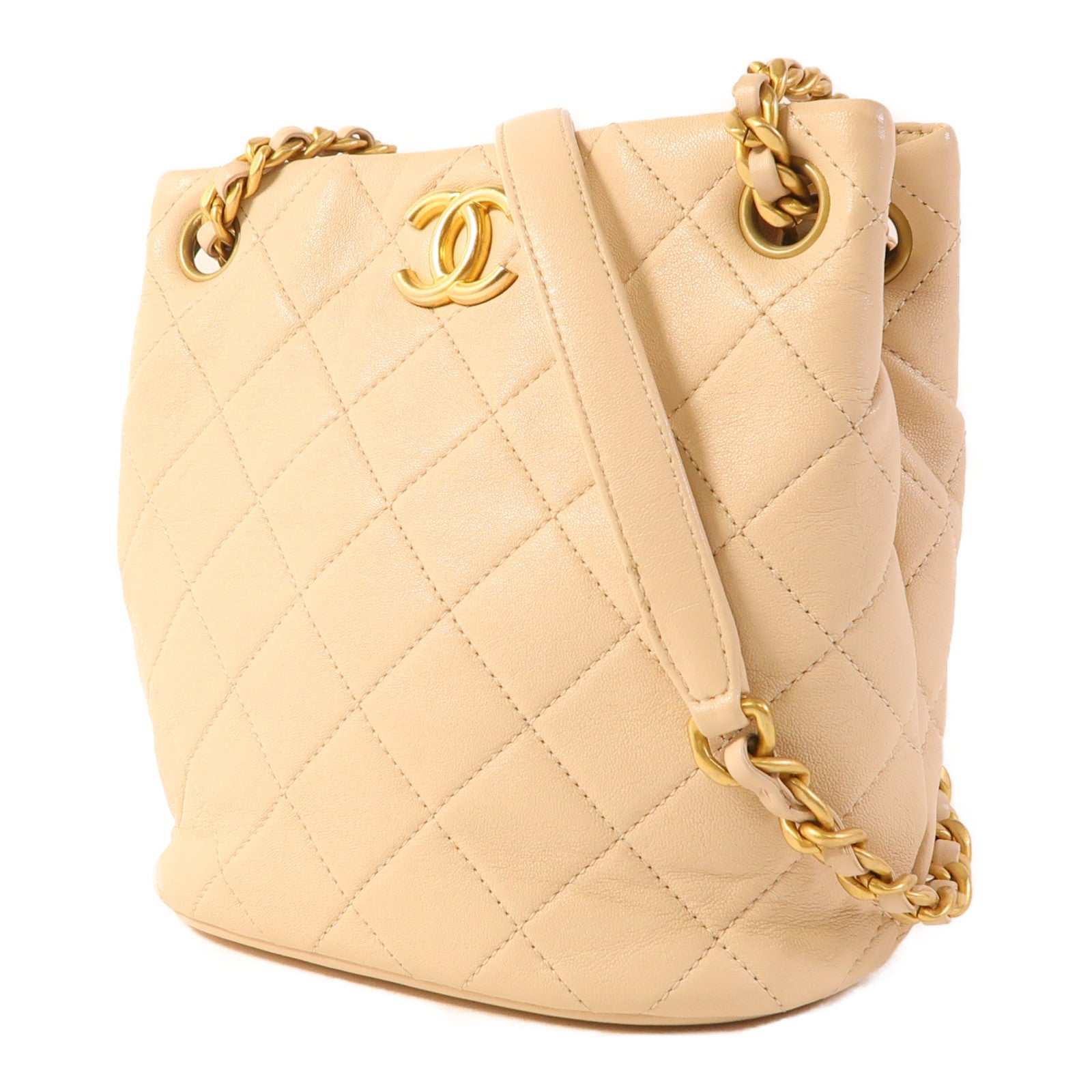 CHANEL 羊皮皮革Chain Shoulder金扣鏈帶肩背袋