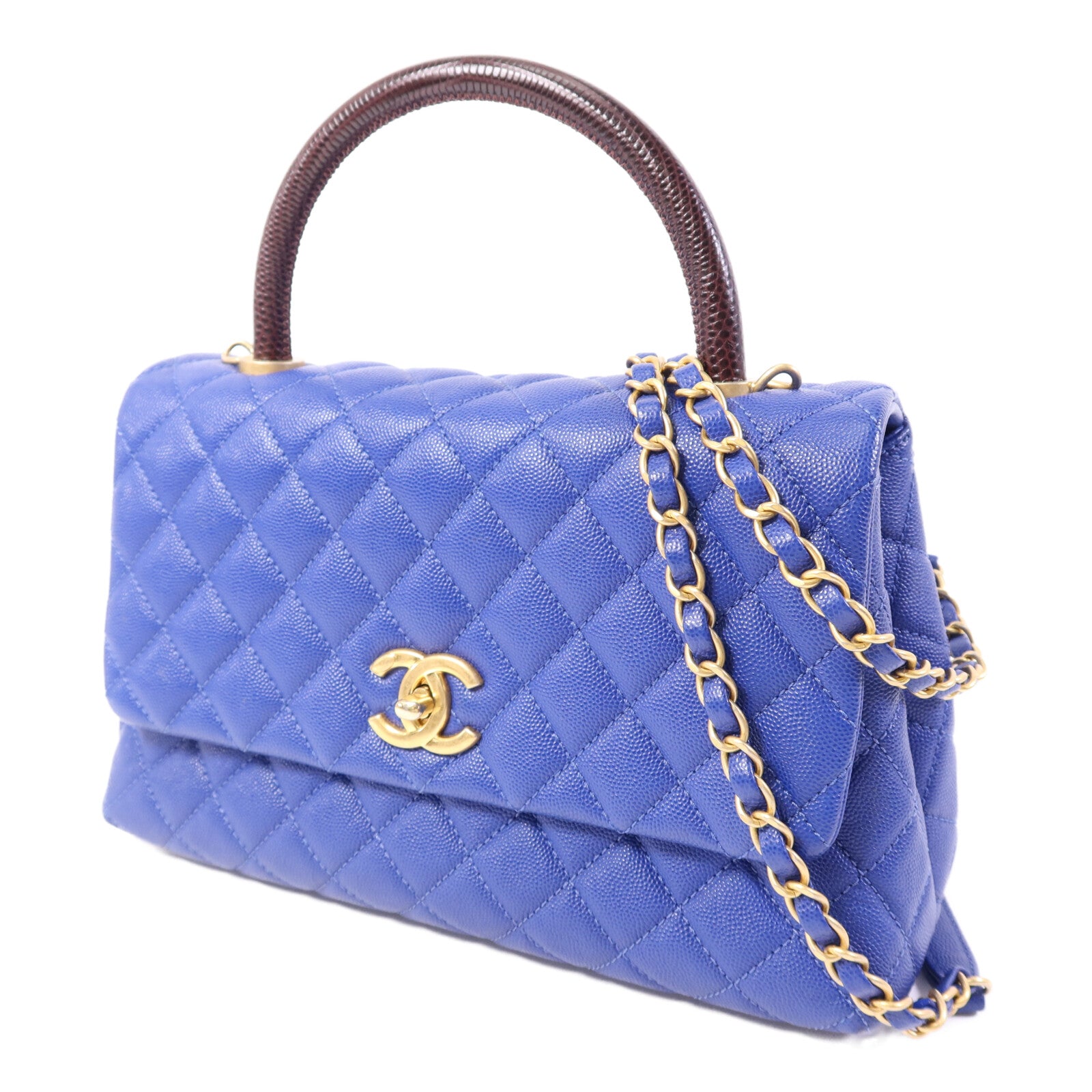 CHANEL 牛皮皮革CoCo Handle金扣鏈帶肩背袋