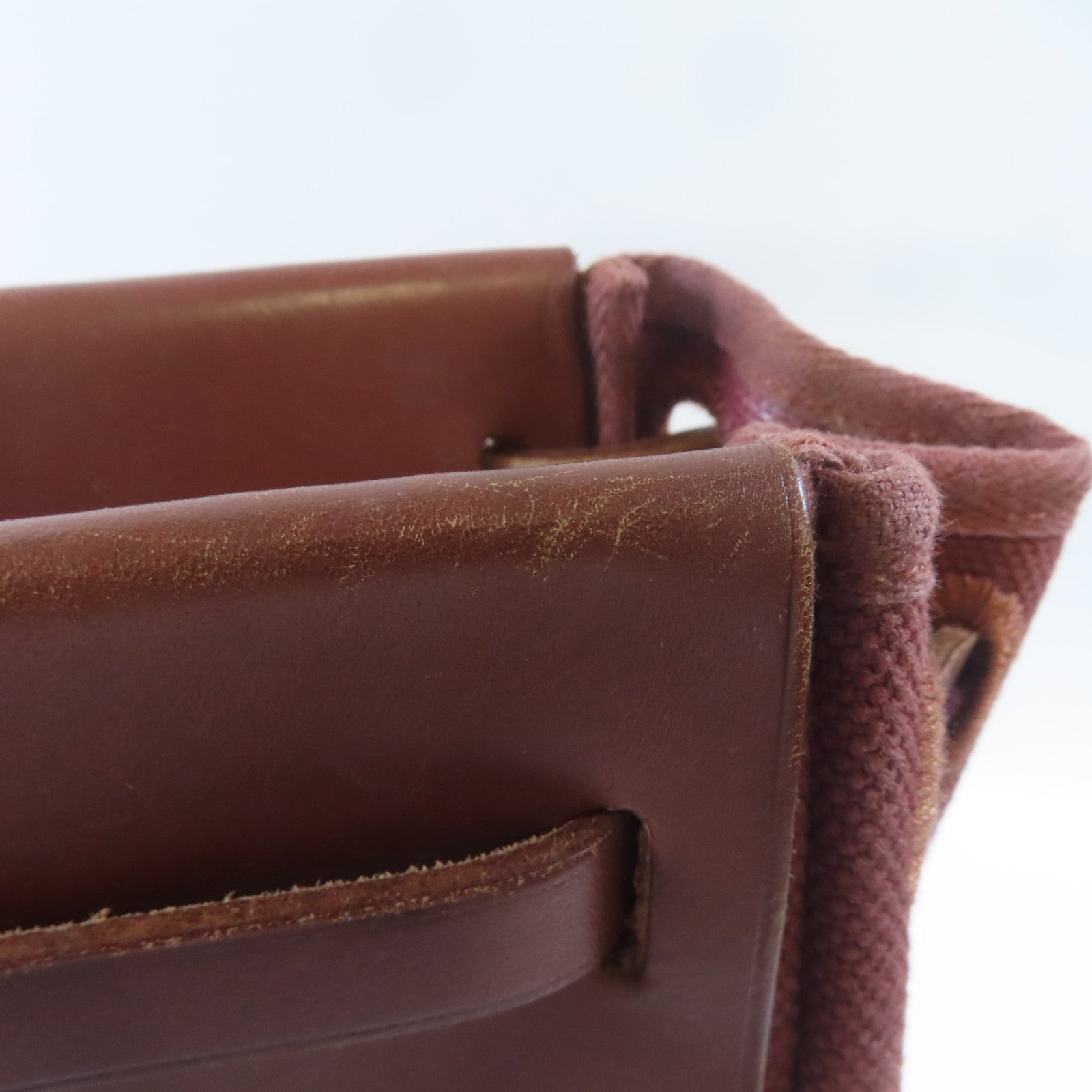 HERMES 帆布Herbag Cabas Toile金扣肩背袋啡色