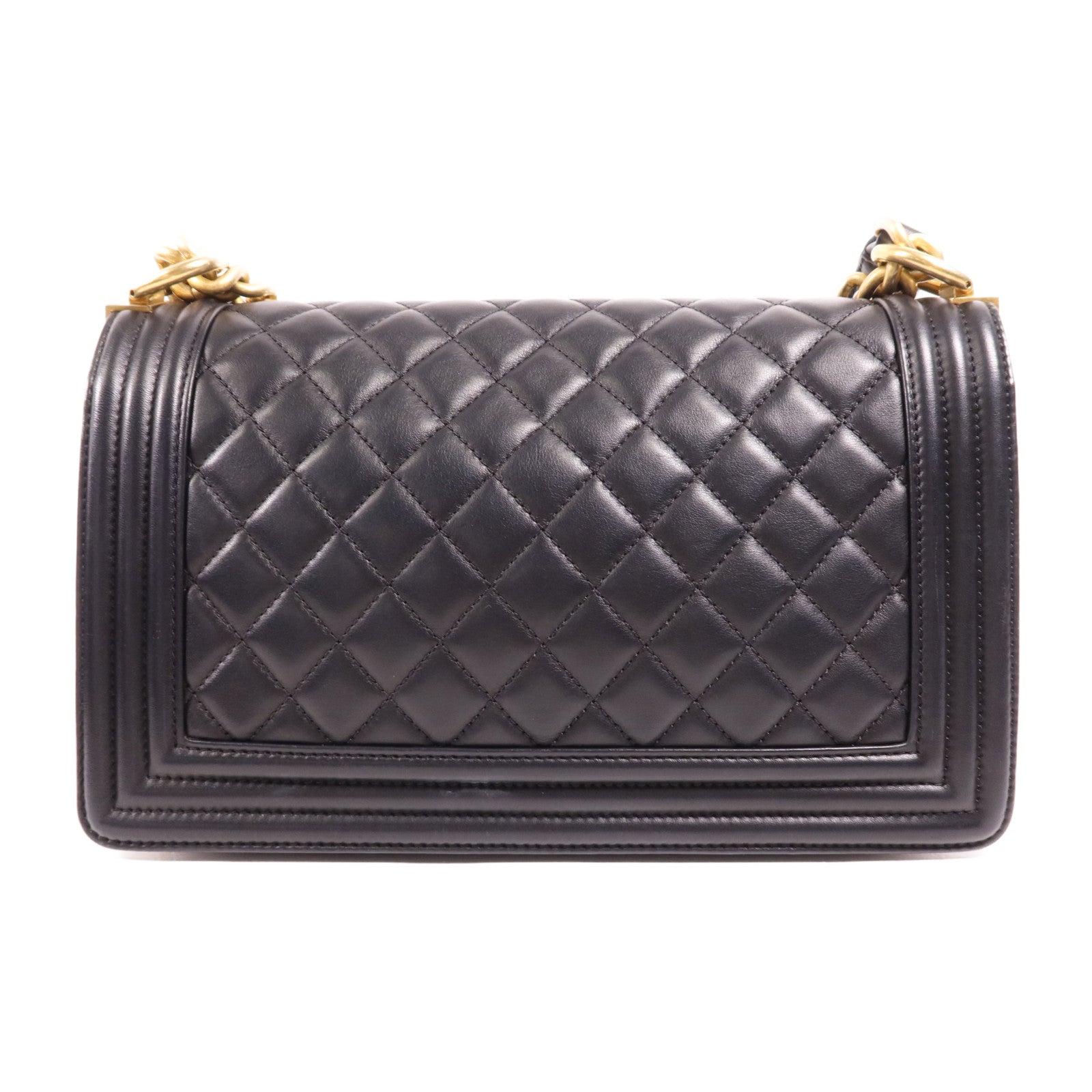 CHANEL 羊皮皮革Boy 25金扣鏈帶肩背袋