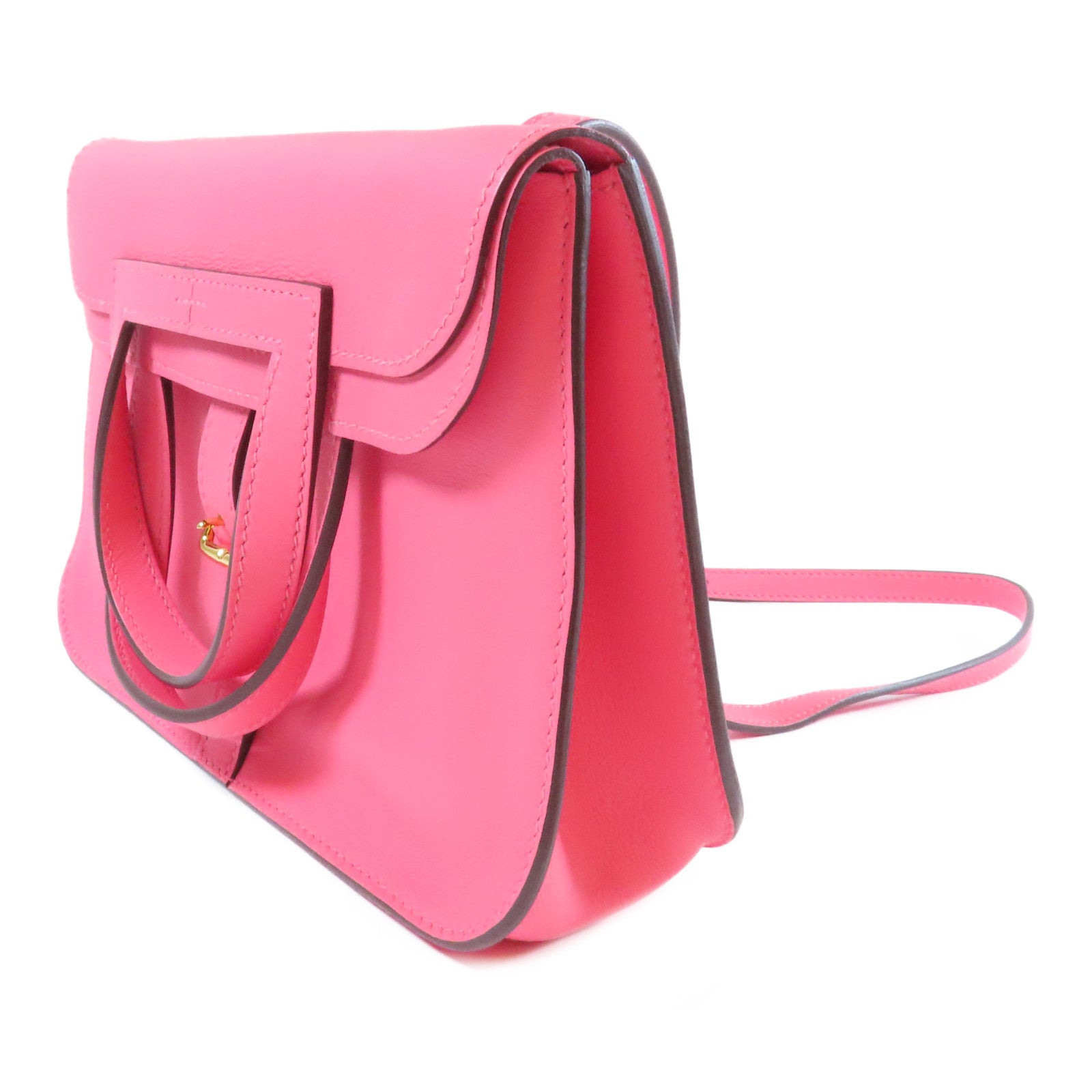 HERMES 【激減優惠】Swift皮革Mini Halzan金扣手挽肩背兩用袋Rose Azalee杜鵑粉紅色