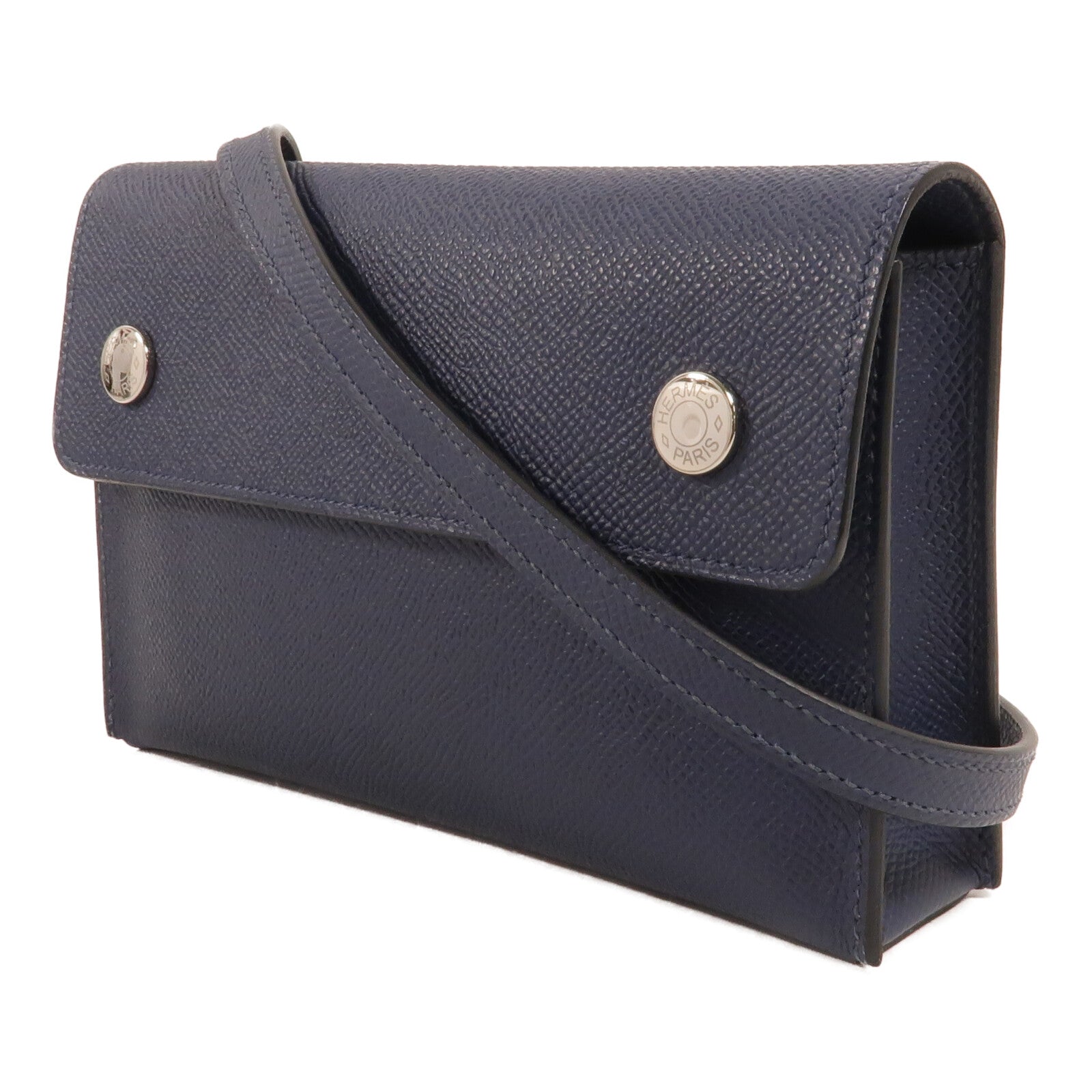 HERMES Epsom皮革Hermesnap Wallet Bag肩背袋Bleu Navy