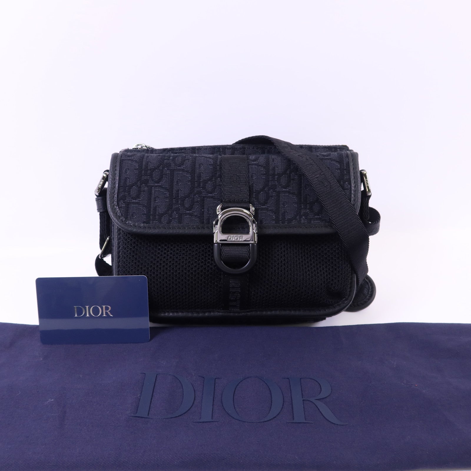 Dior 【激減優惠】帆布Mini Dior 8銀扣肩背袋