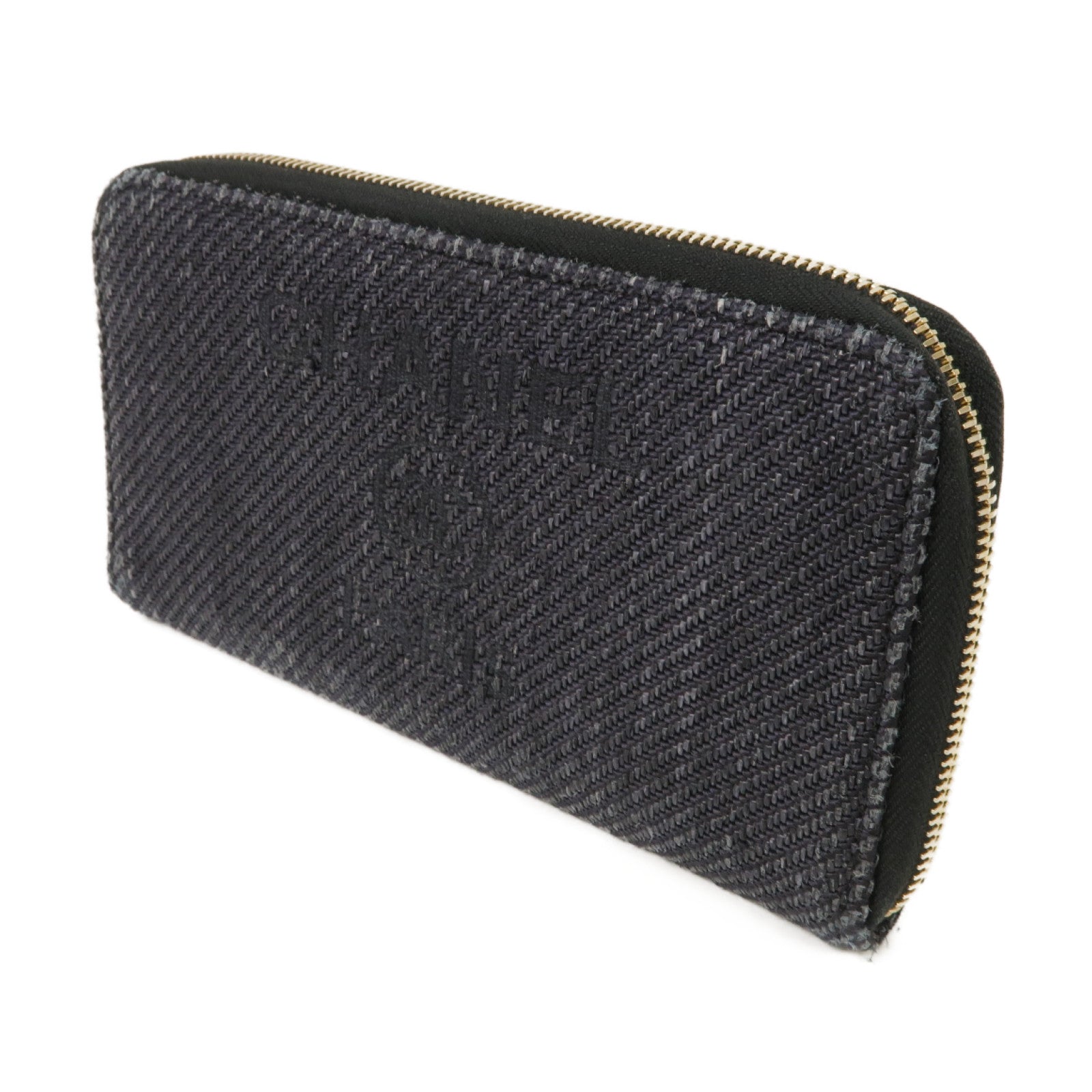 CHANEL 帆布Long Wallet金扣長錢包黑色
