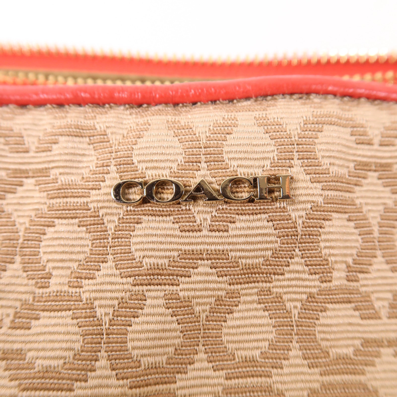 COACH 帆布/皮革Shoulder Bag金扣肩背袋