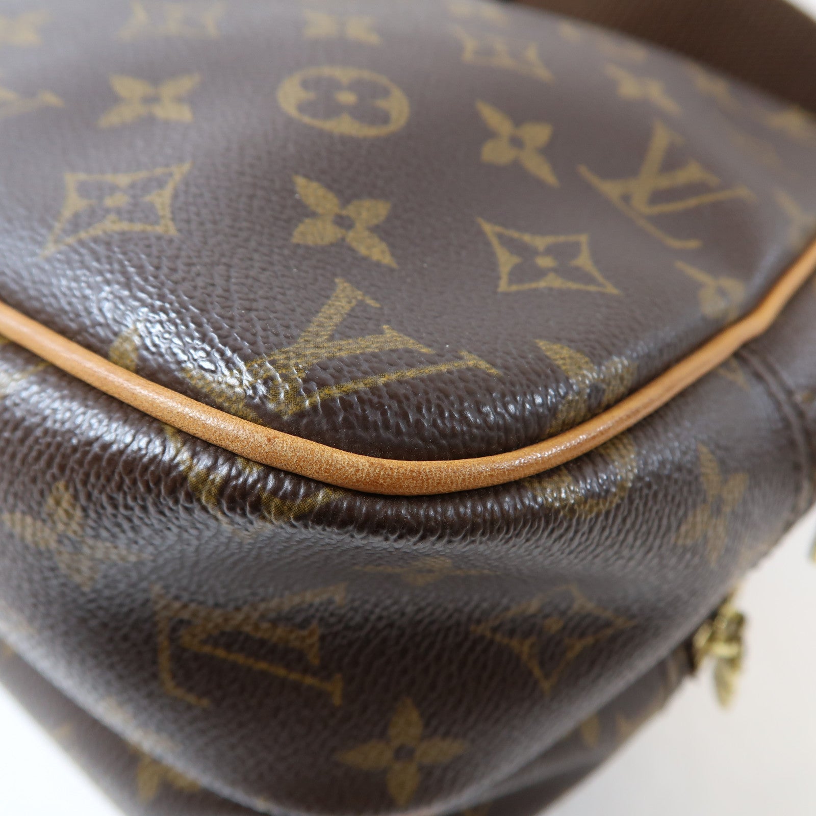 LOUIS VUITTON Monogram Reporter PM金扣肩背袋啡色