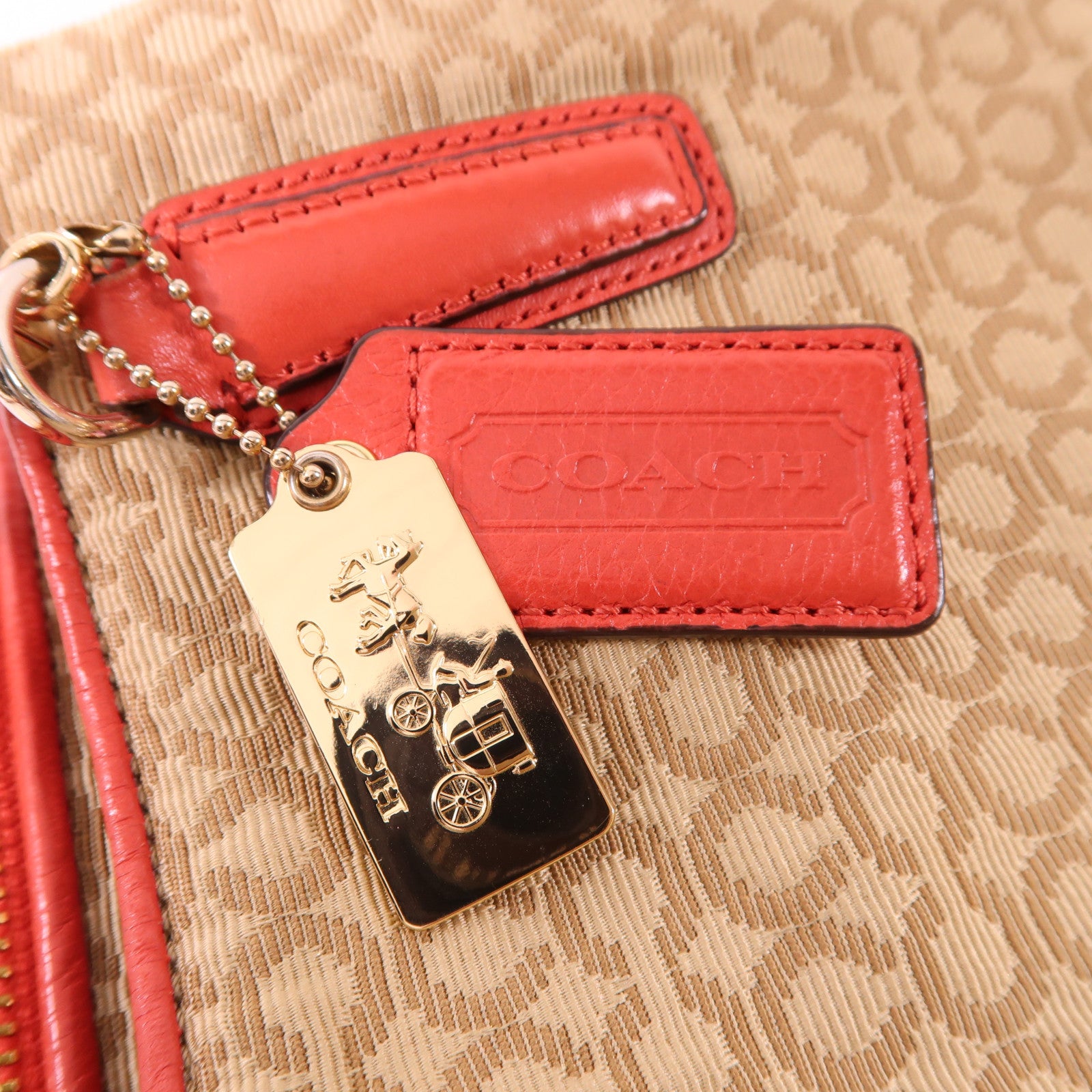 COACH 帆布/皮革Shoulder Bag金扣肩背袋