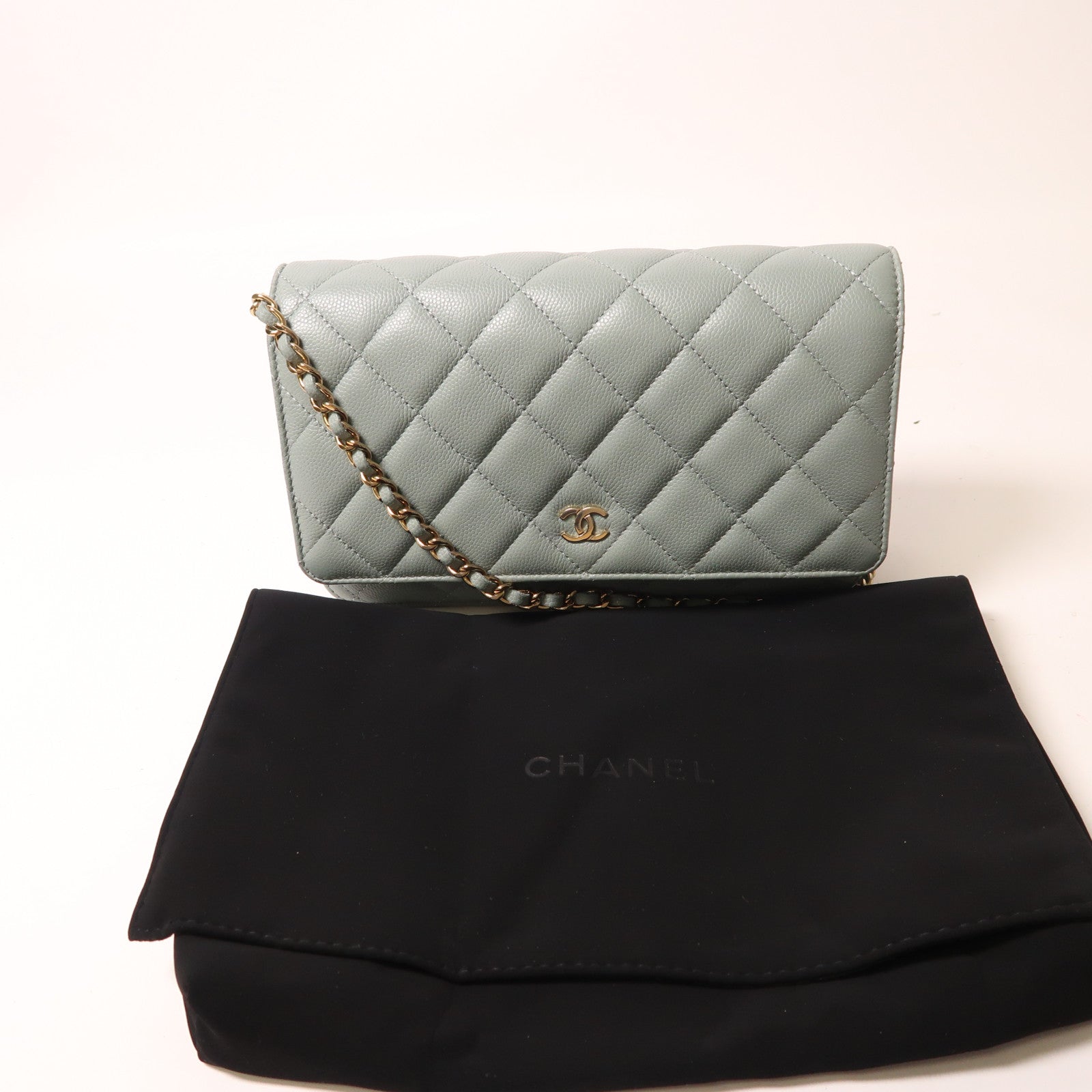 CHANEL 牛皮皮革Wallet On Chain金扣鏈帶肩背袋