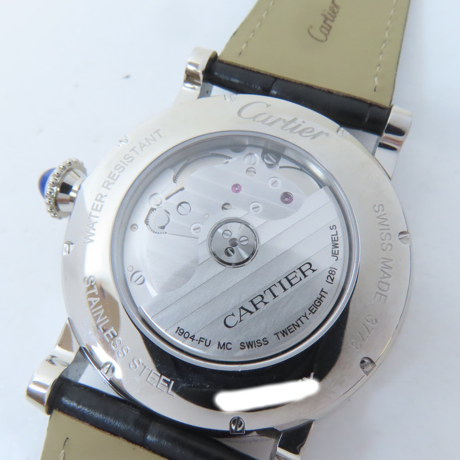 CARTIER Rotonde de Cartier不鏽鋼/皮革帶手錶自動機芯銀色