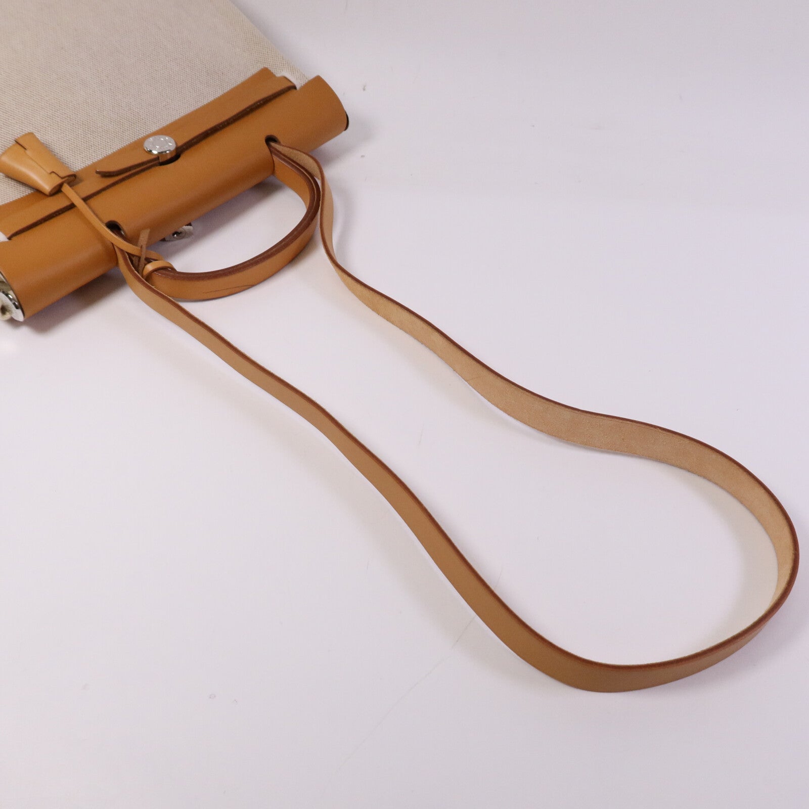 HERMES 帆布Herbag PM手挽肩背銀扣兩用袋Black/Beige