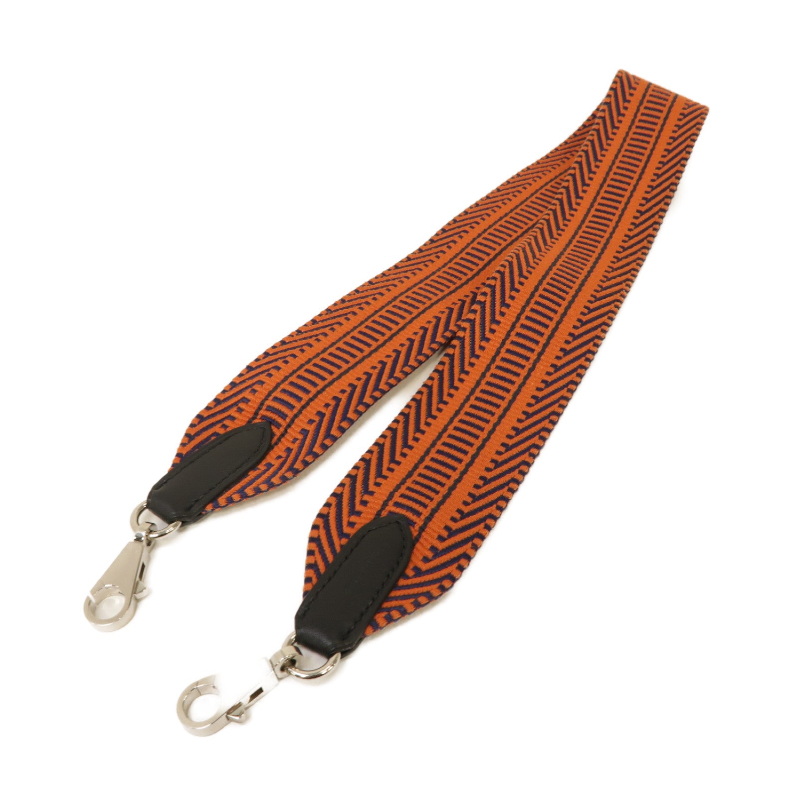 HERMES 帆布Strap銀扣掛飾橙色