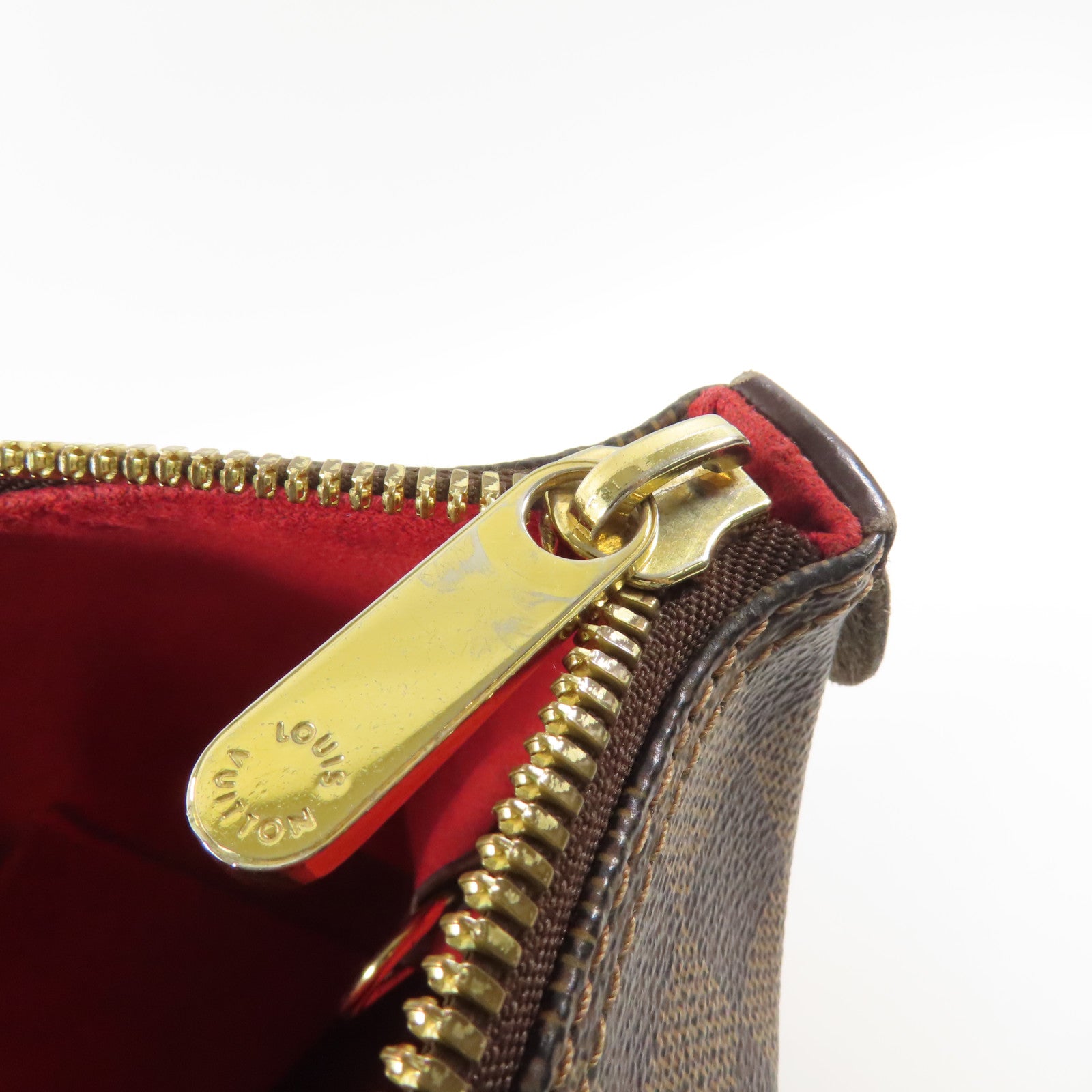 LOUIS VUITTON Damier Saleya MM金扣肩背袋/手挽袋棕色