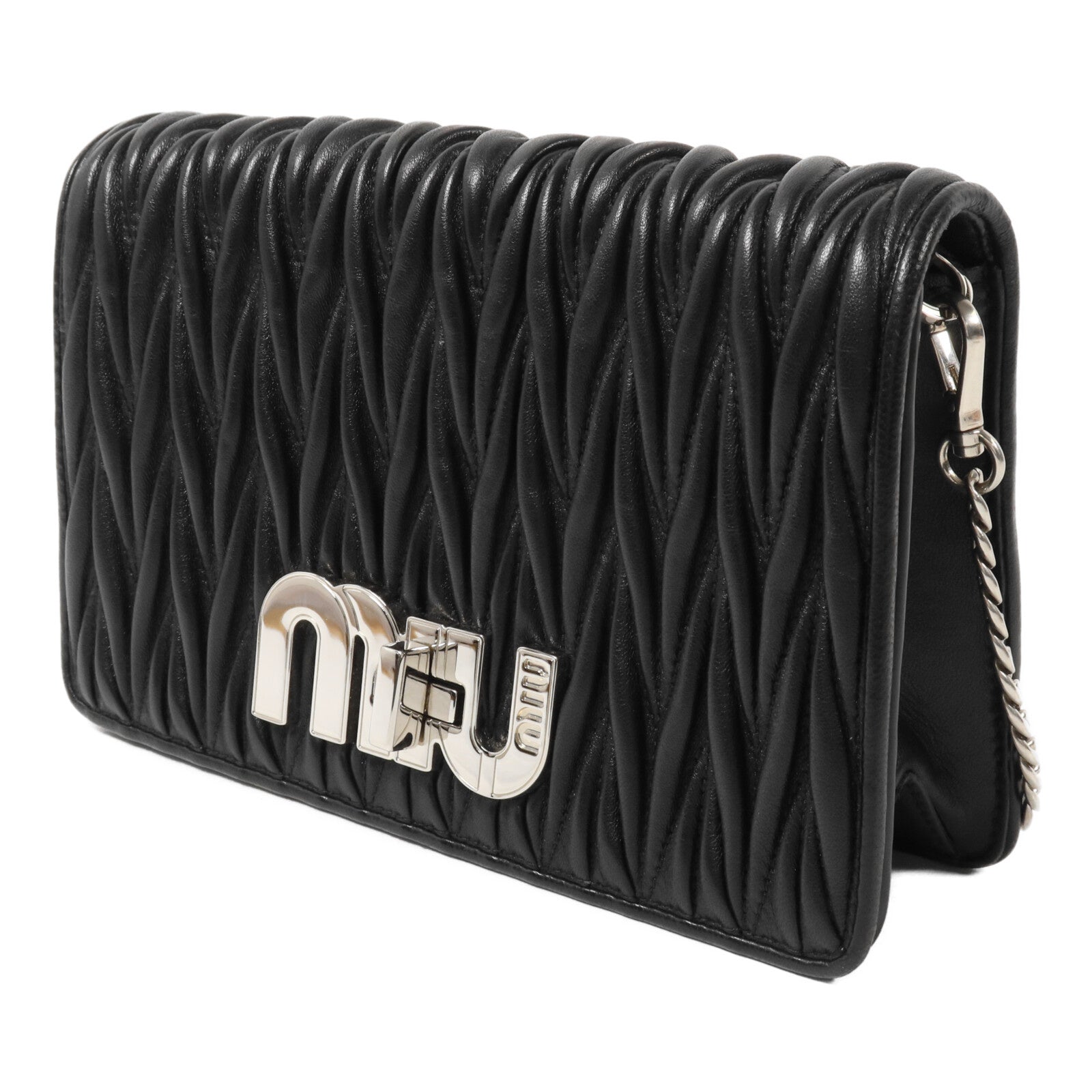Miu Miu 牛皮皮革Chain Shoulder鏈帶肩背袋
