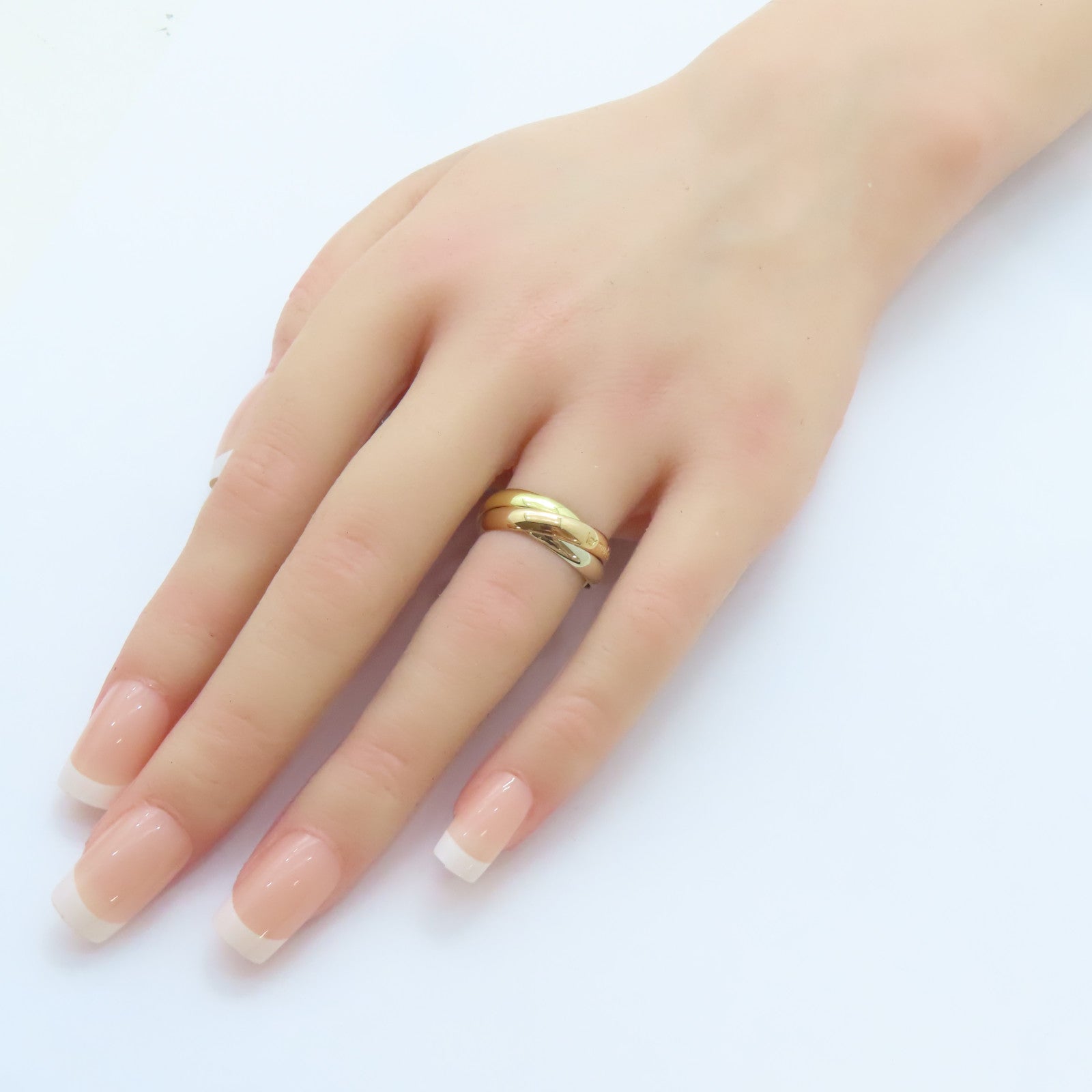CARTIER 18K黃金/白金/玫瑰金Trinity戒指Cartier#50/US#5.25