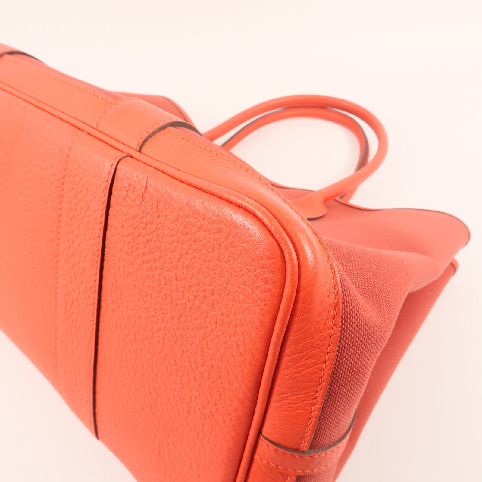 HERMES 帆布Garden Party PM金扣手挽袋Rouge duchesse