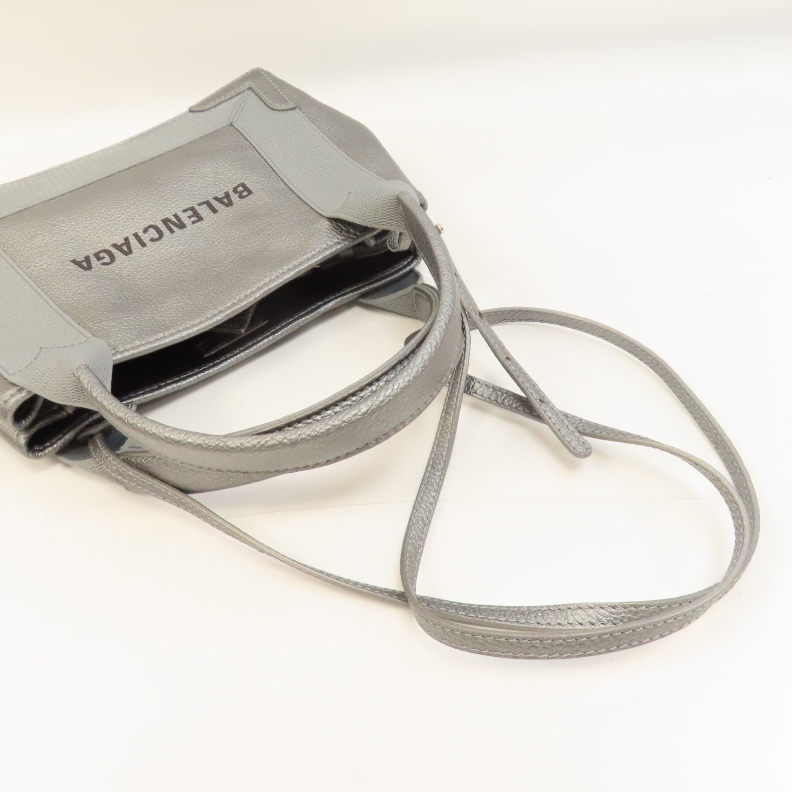 BALENCIAGA 牛皮皮革Cabas XS Bag手挽肩背兩用袋銀色