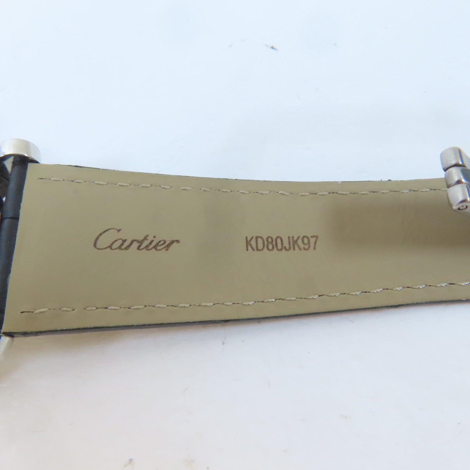 CARTIER Rotonde de Cartier不鏽鋼/皮革帶手錶自動機芯銀色