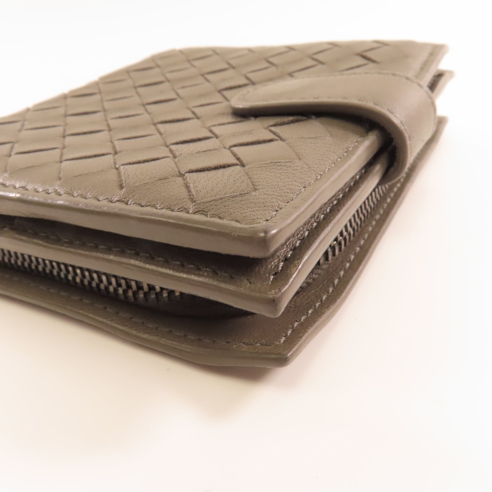BOTTEGA VENETA 羊皮皮革Wallet銀扣錢包灰色