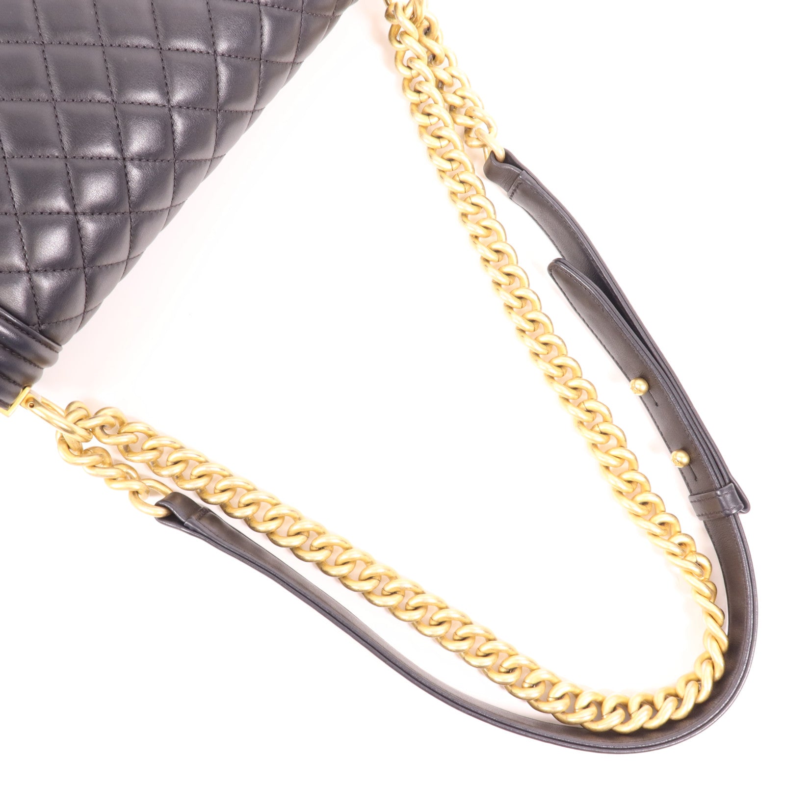 CHANEL 羊皮皮革Boy 25金扣鏈帶肩背袋