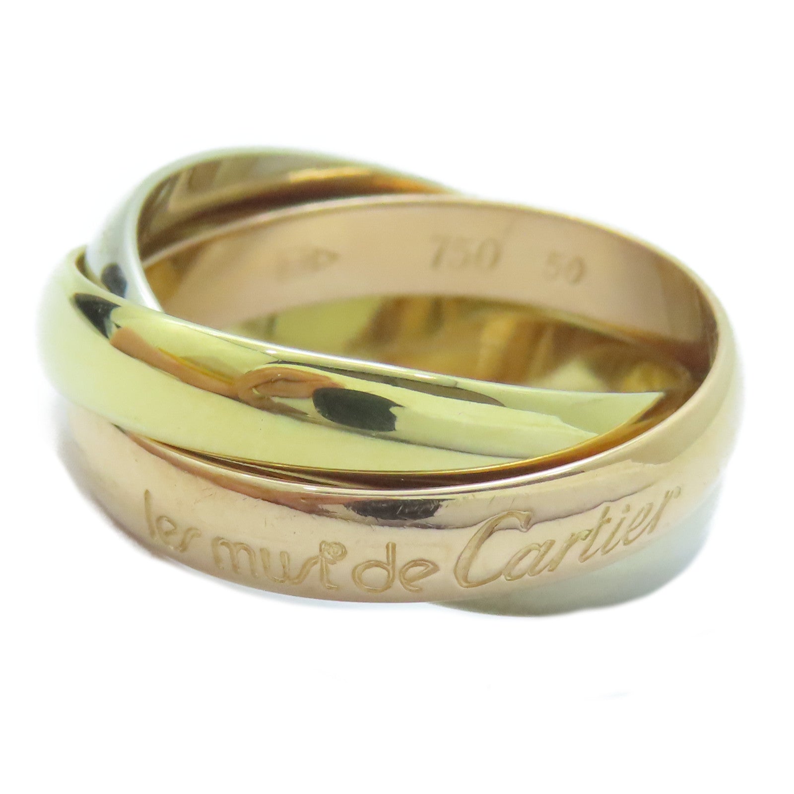 CARTIER 18K黃金/白金/玫瑰金Trinity戒指Cartier#50/US#5.25