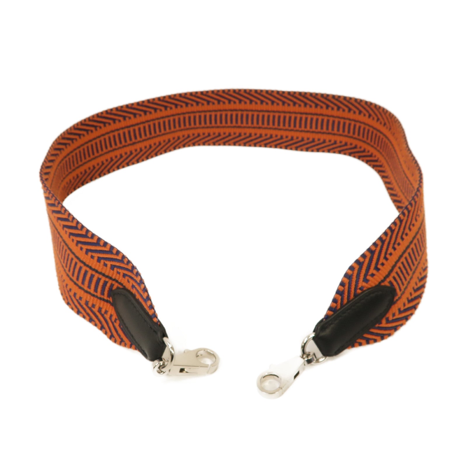 HERMES 帆布Strap銀扣掛飾橙色
