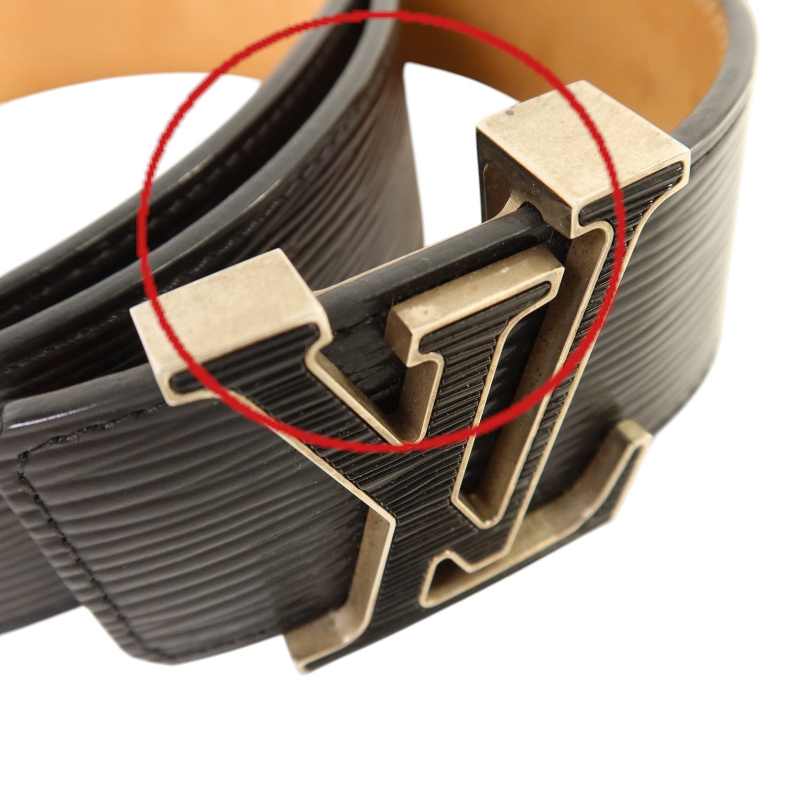 LOUIS VUITTON Epi Initials Belt 85cm銀扣皮帶