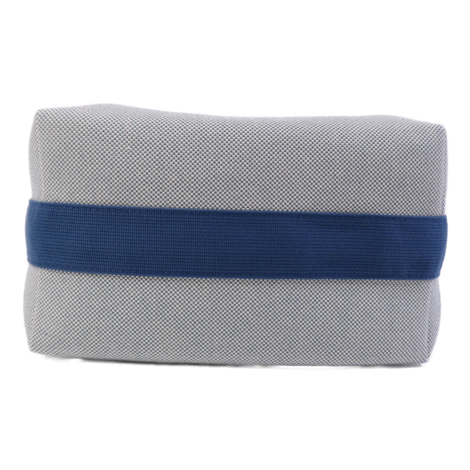 HERMES 帆布Bride-a-Brac Cabriole GM銀扣手挽袋Bleu Nattier