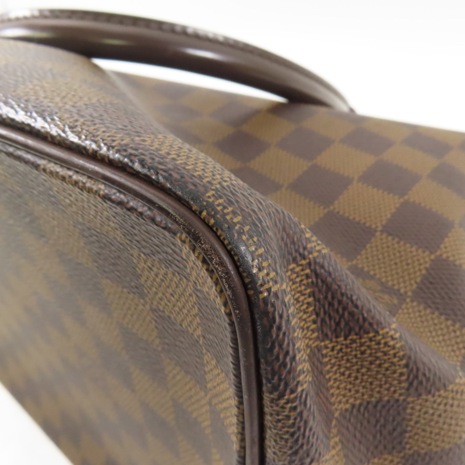 LOUIS VUITTON Damier Saleya MM金扣肩背袋/手挽袋棕色