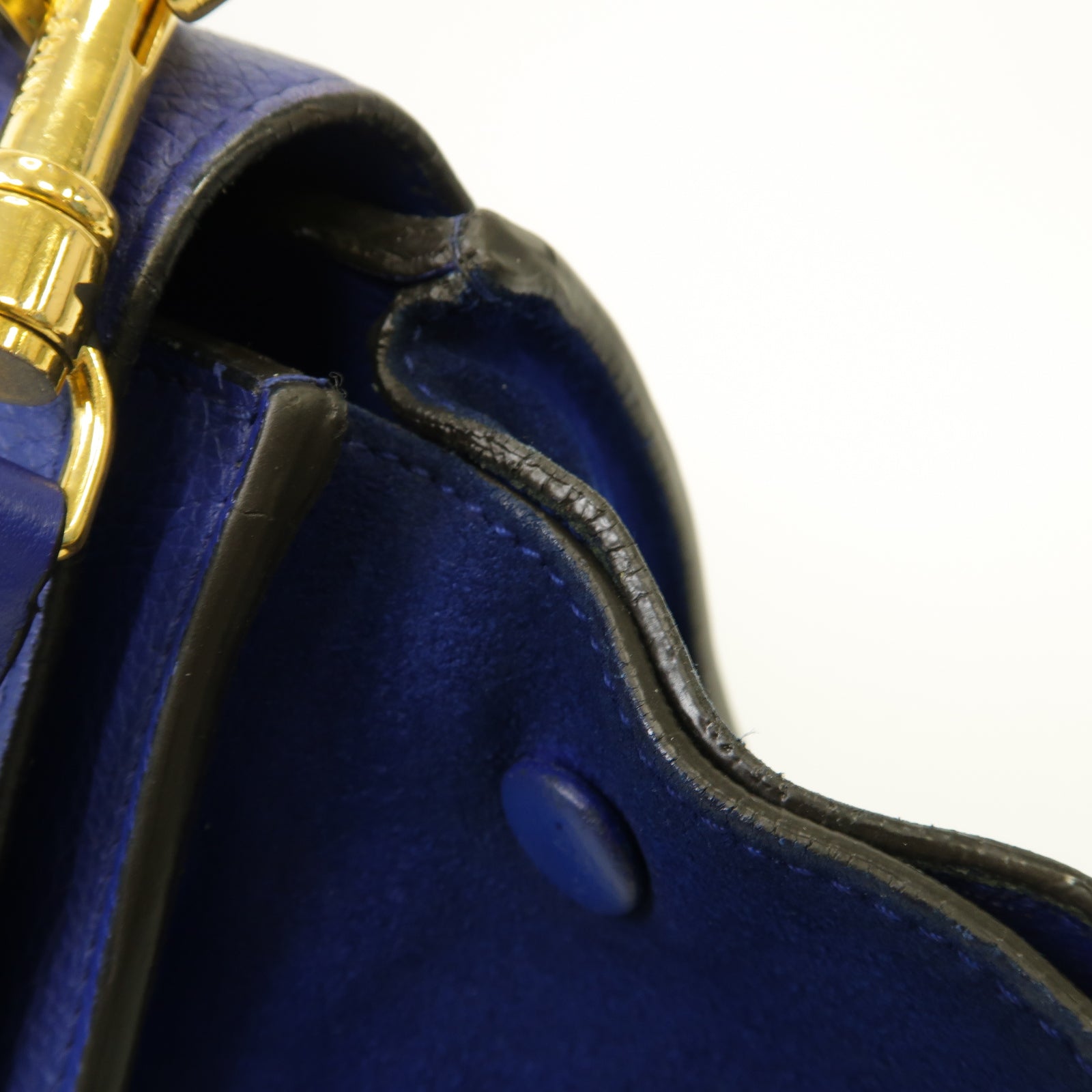 CELINE 【激減優惠】牛皮皮革Trapeze金扣手挽肩背兩用袋藍色