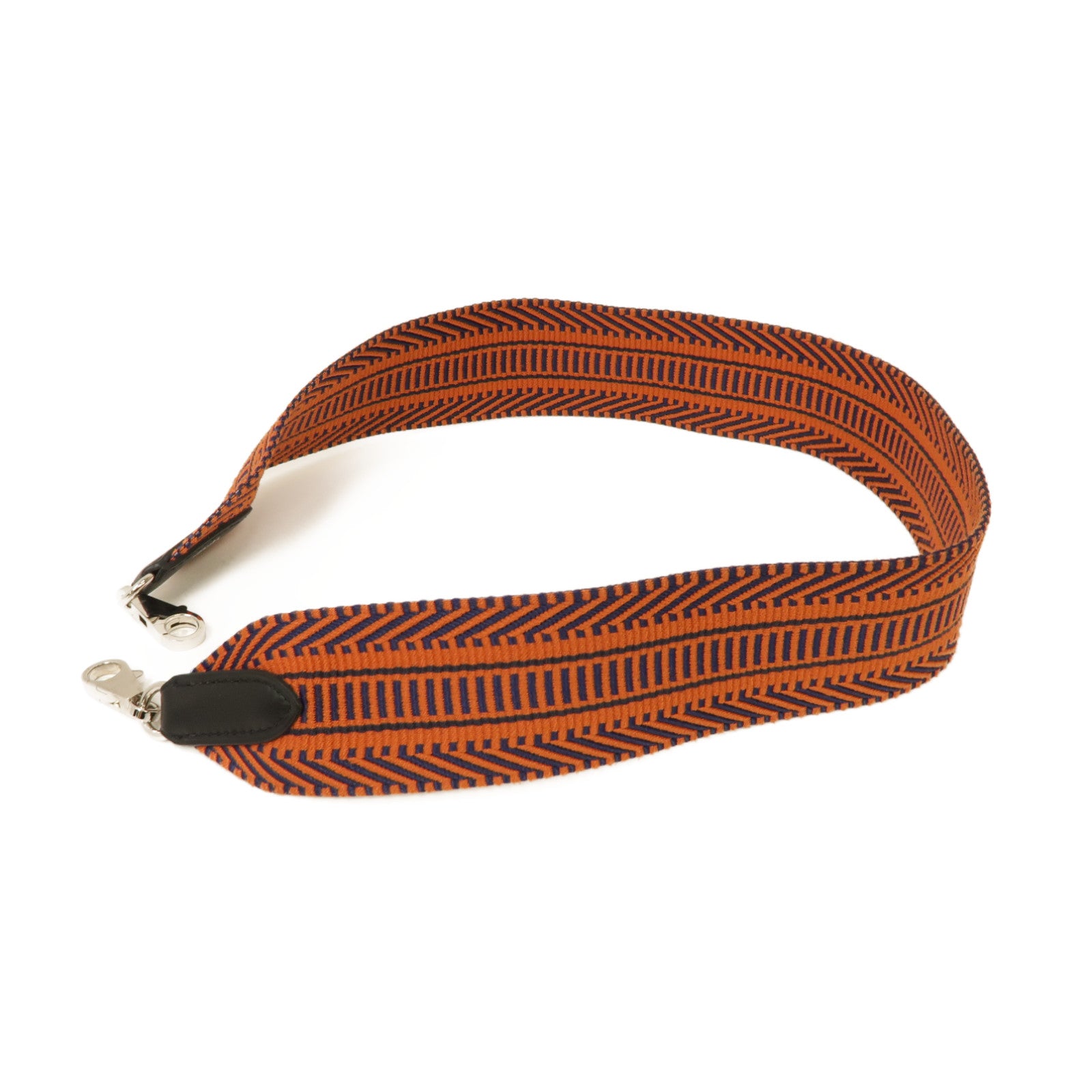 HERMES 帆布Strap銀扣掛飾橙色