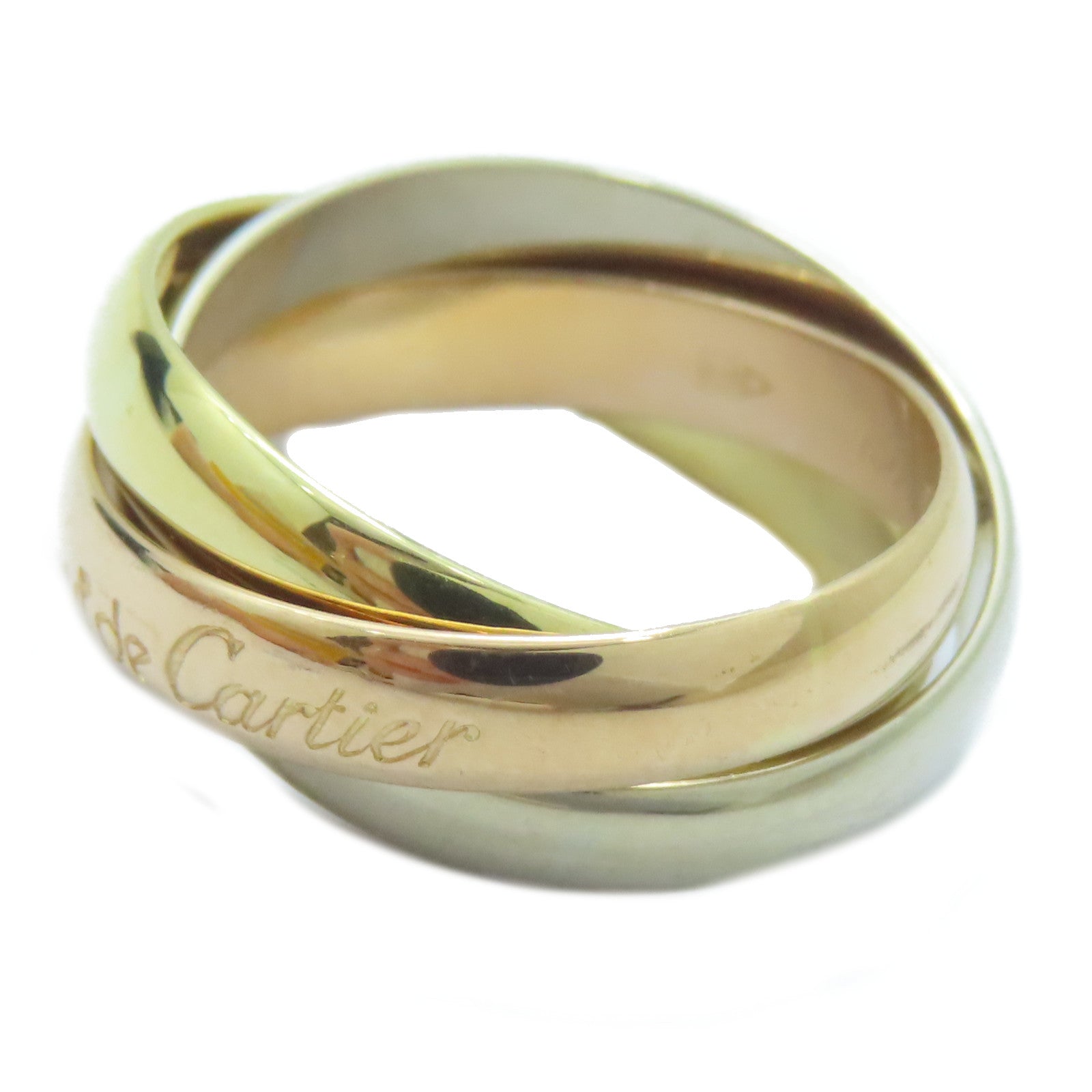 CARTIER 18K黃金/白金/玫瑰金Trinity戒指Cartier#50/US#5.25